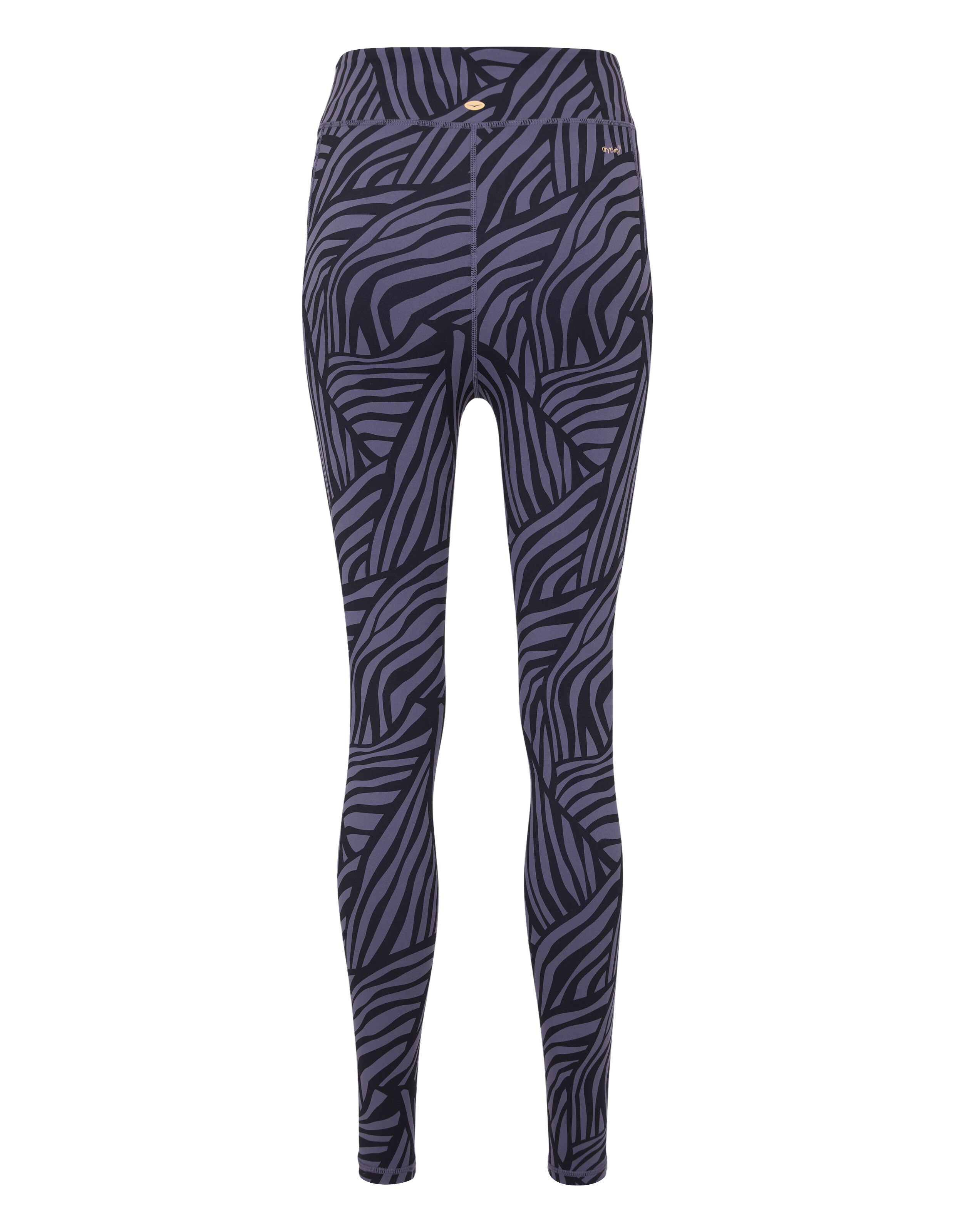 Leggings mit hohem Bund und abstraktem Zebramuster in Dunkelviolett und Schwarz für Freizeitkleidung.
