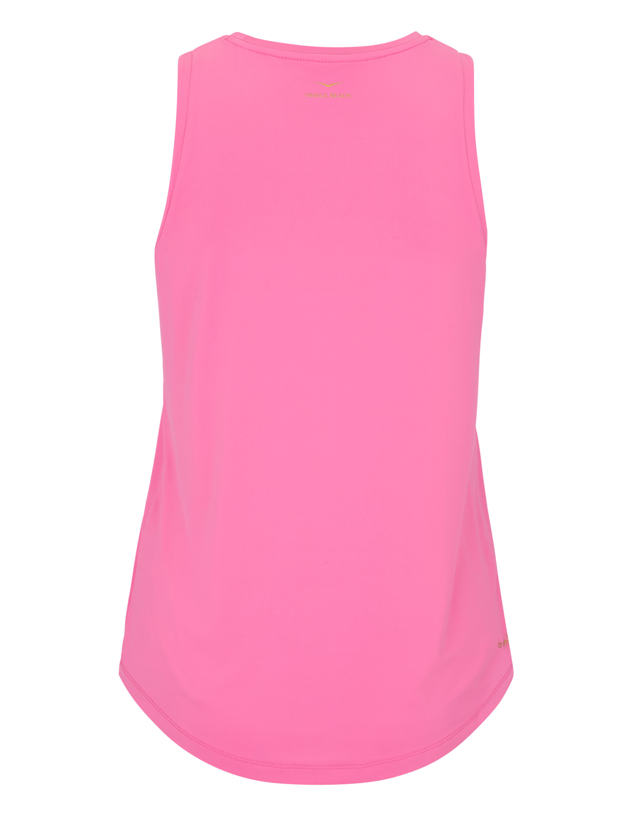 Rückansicht eines leuchtend rosa ELBSAND ärmellosen Tanktops für lässige Sommerkleidung.