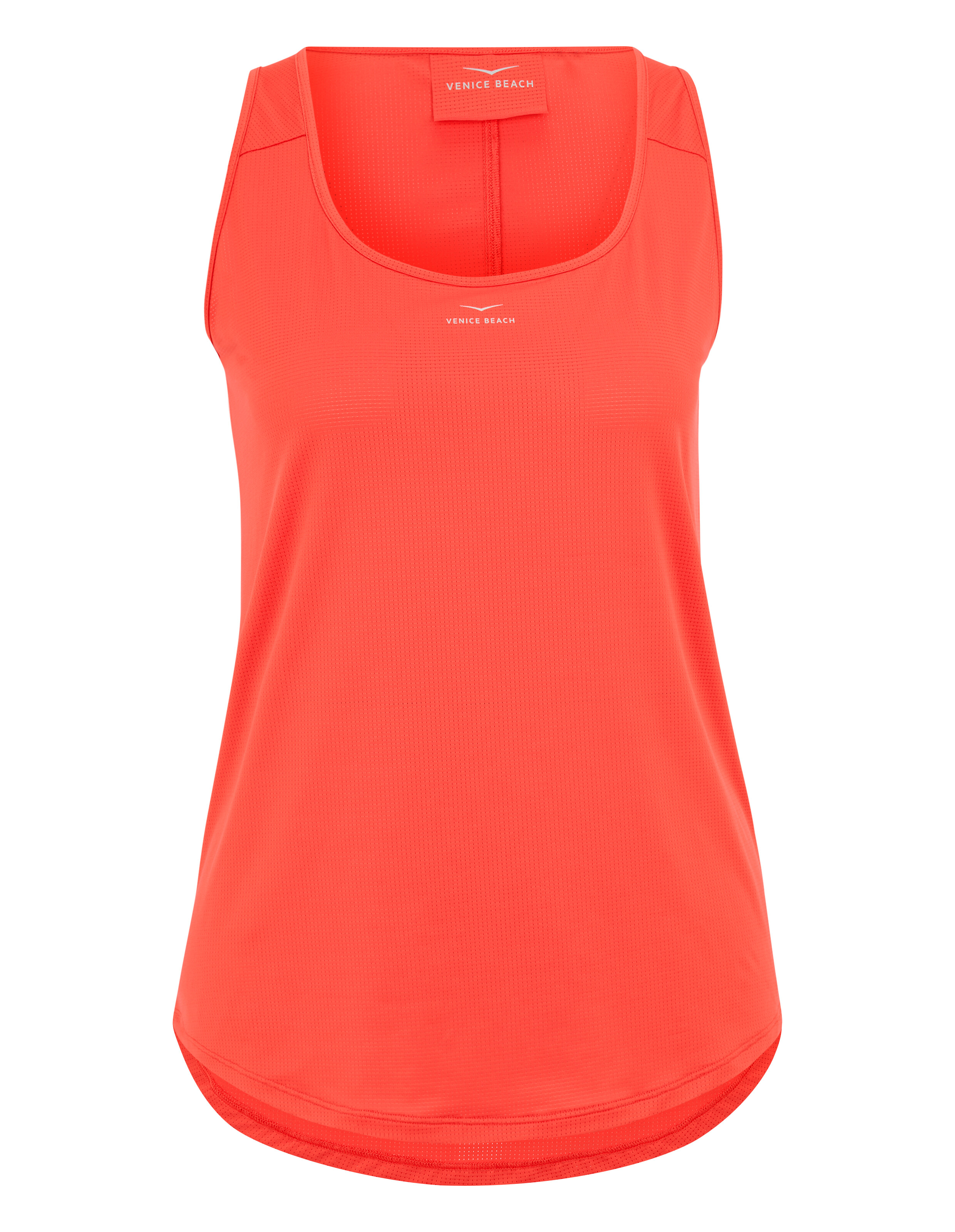 Helles korallenfarbenes Venice Beach-Tanktop für Freizeitsport und Faulenzen.