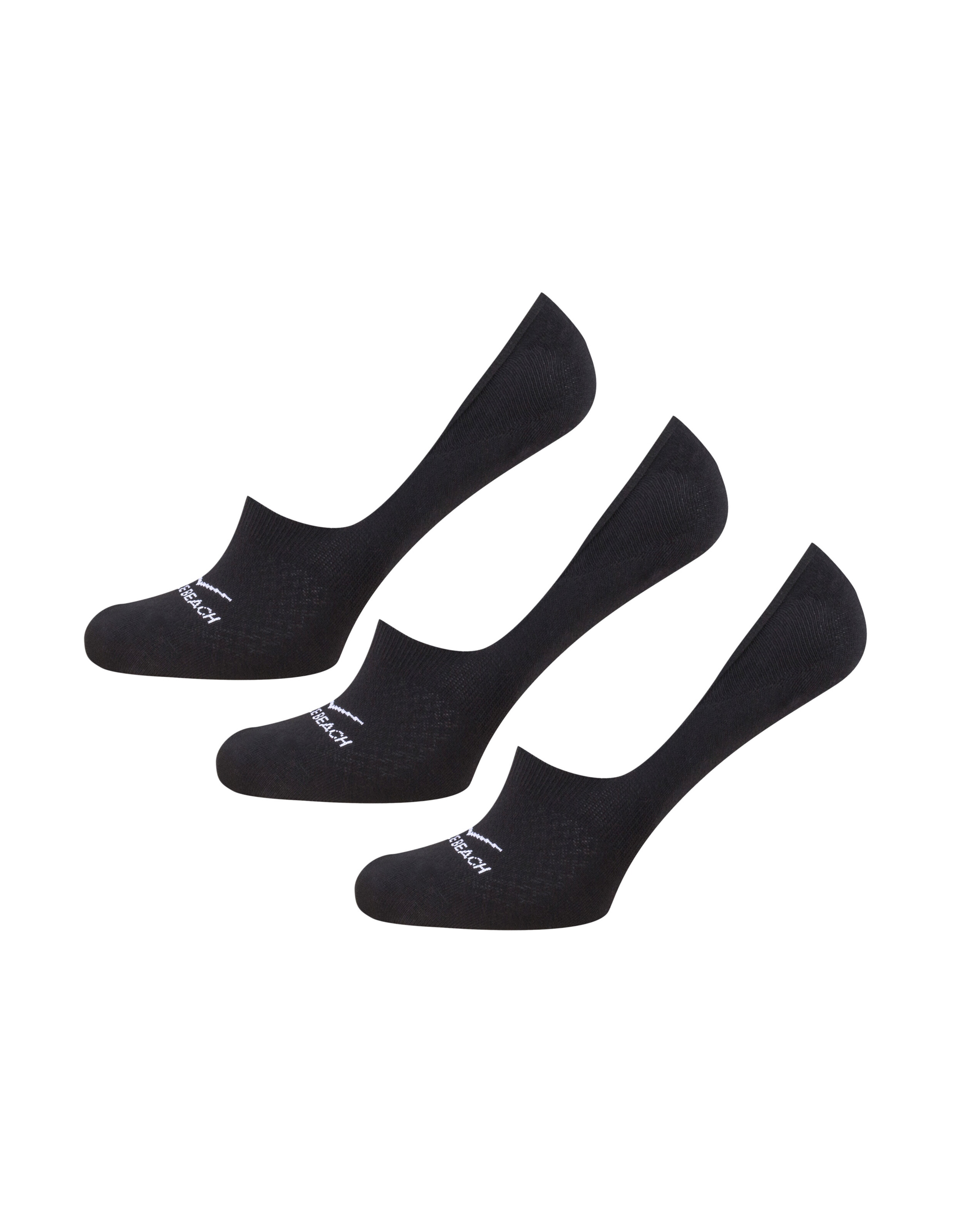 Drei Paar schwarze ELBSAND No-Show-Socken für bequeme Freizeitkleidung.