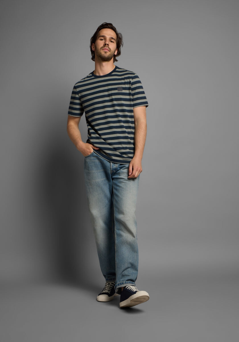Noe T-Shirt loose fit von Elbsand in Midnight + Stone STRIPE