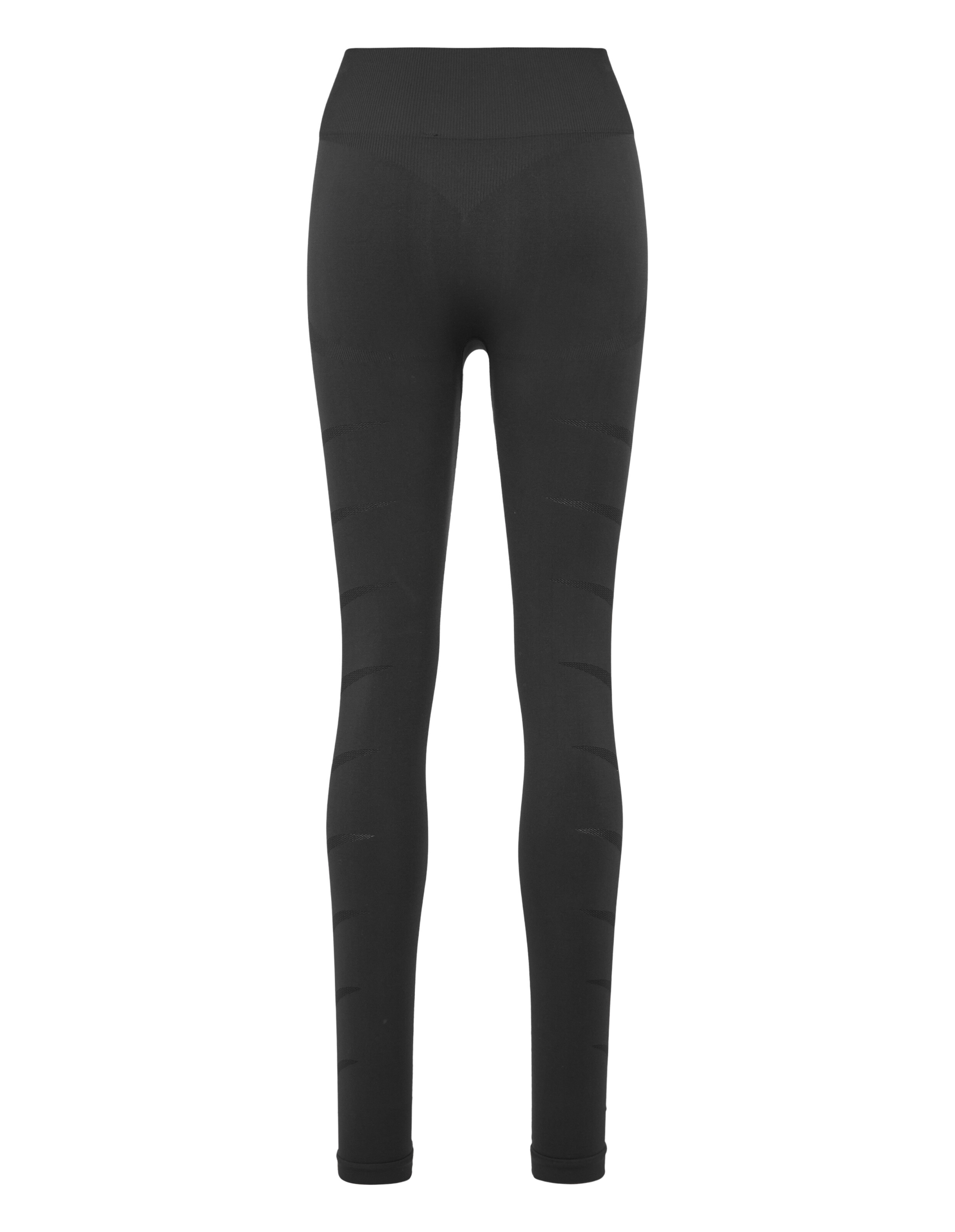 Schwarze Leggings mit hohem Bund und strukturiertem Design, perfekt für Freizeitkleidung.