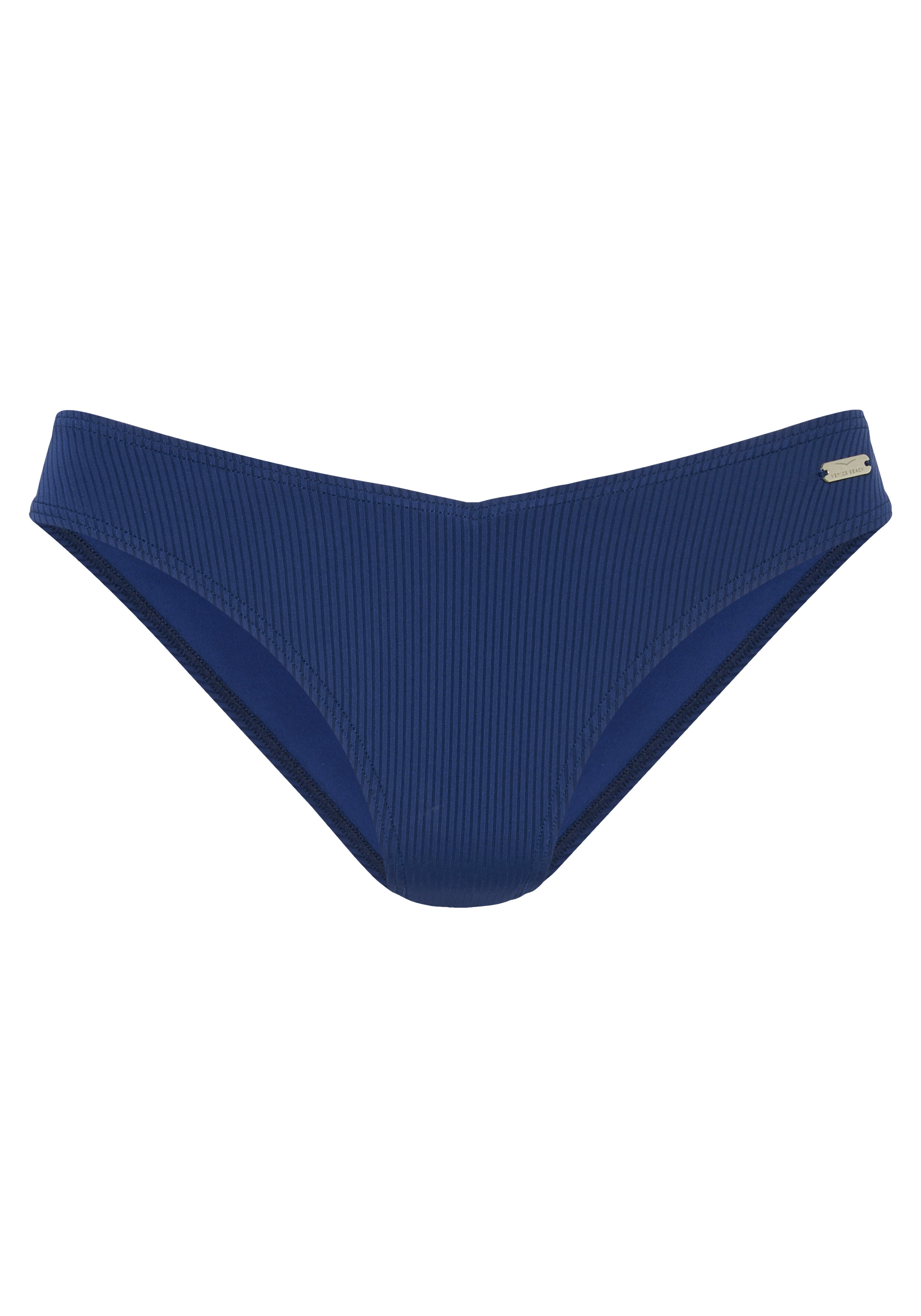 Bikinihose „Maditha“ von Venice Beach aus marineblauem, geripptem Stoff für Strandbekleidung.