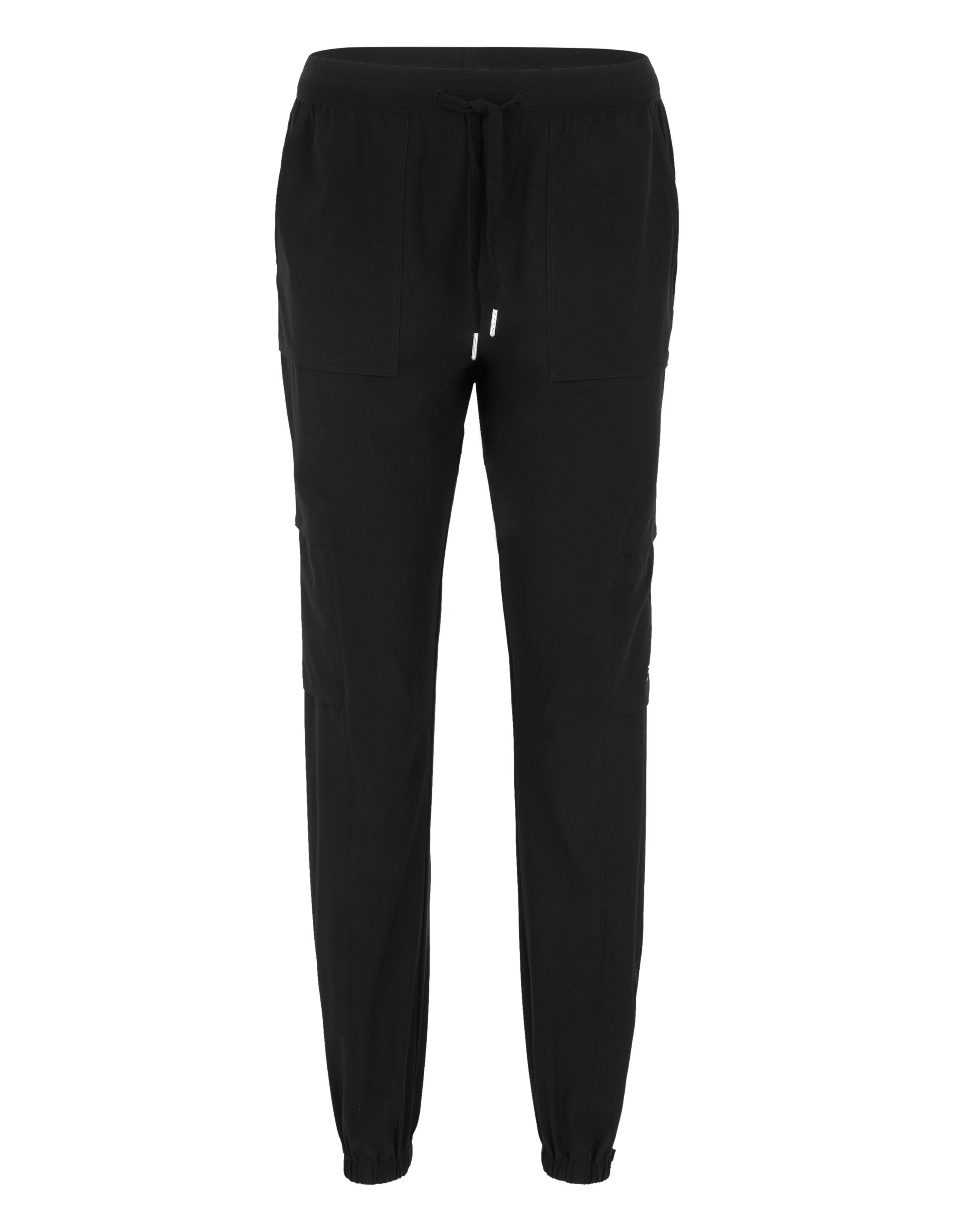 Schwarze, lässige Jogginghose mit elastischem Bund und Seitentaschen.