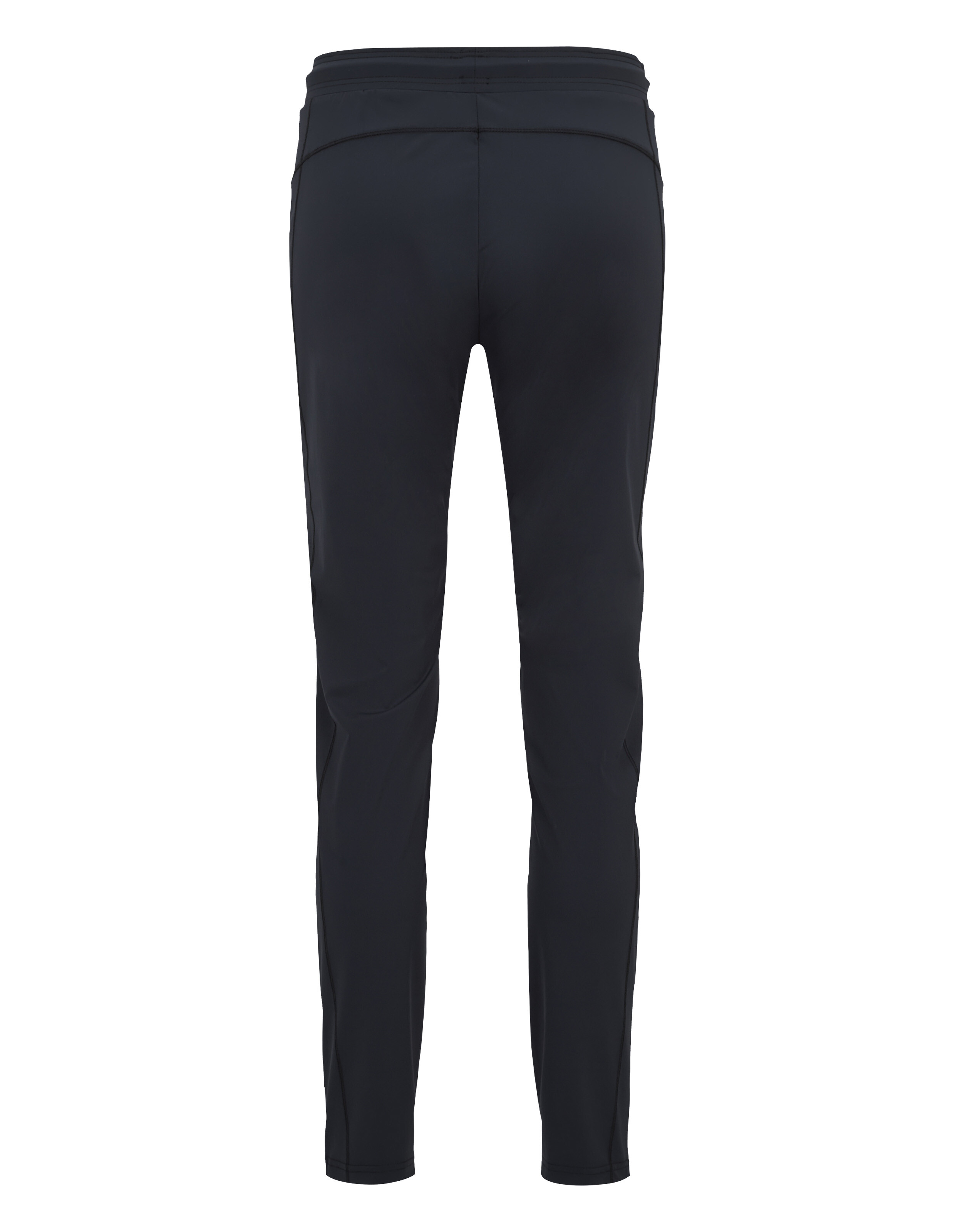 Rückansicht einer eleganten schwarzen Freizeithose für bequemes Tragen im Alltag.