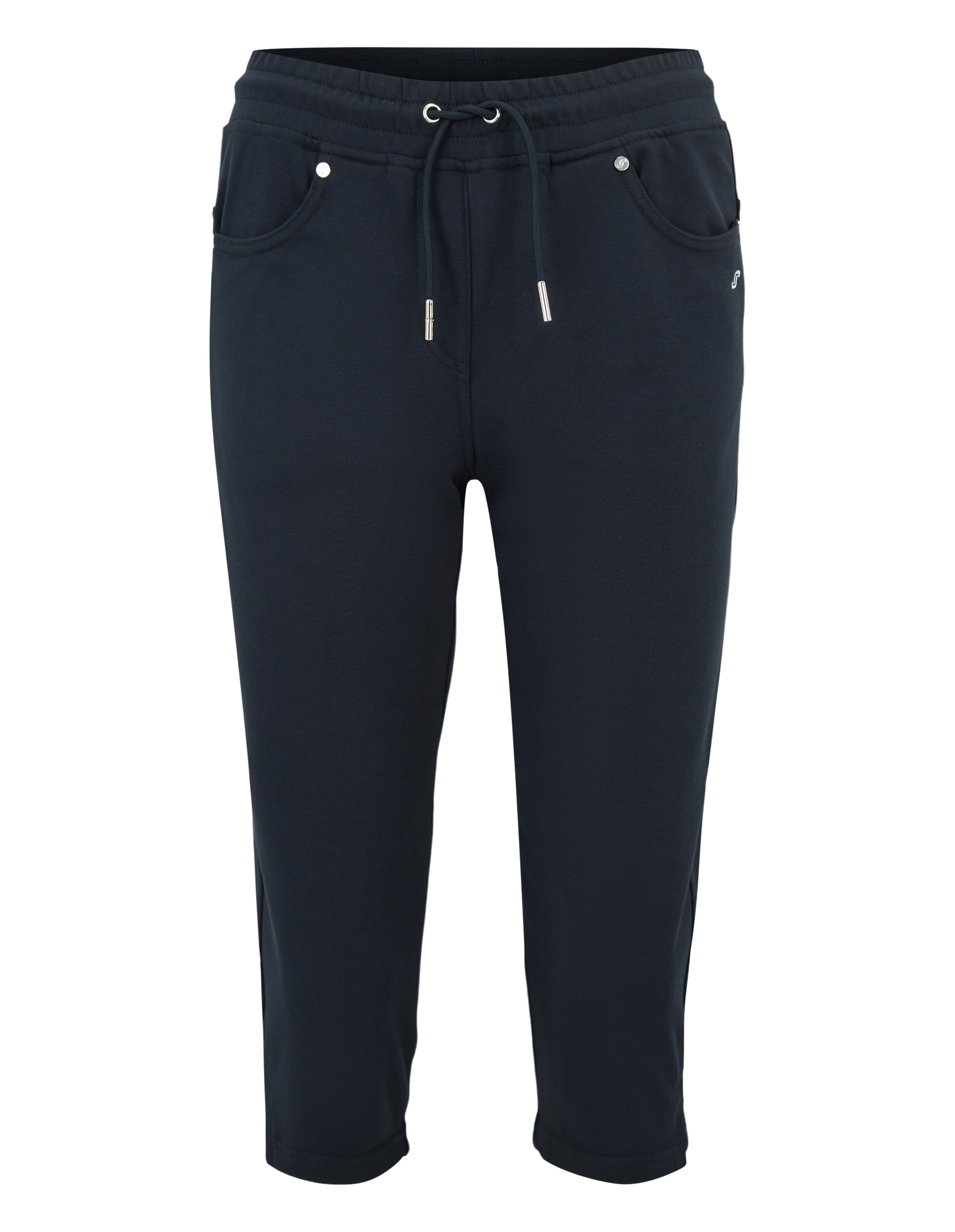Marineblaue, lässige Jogginghose mit Kordelzug in der Taille und Seitentaschen.