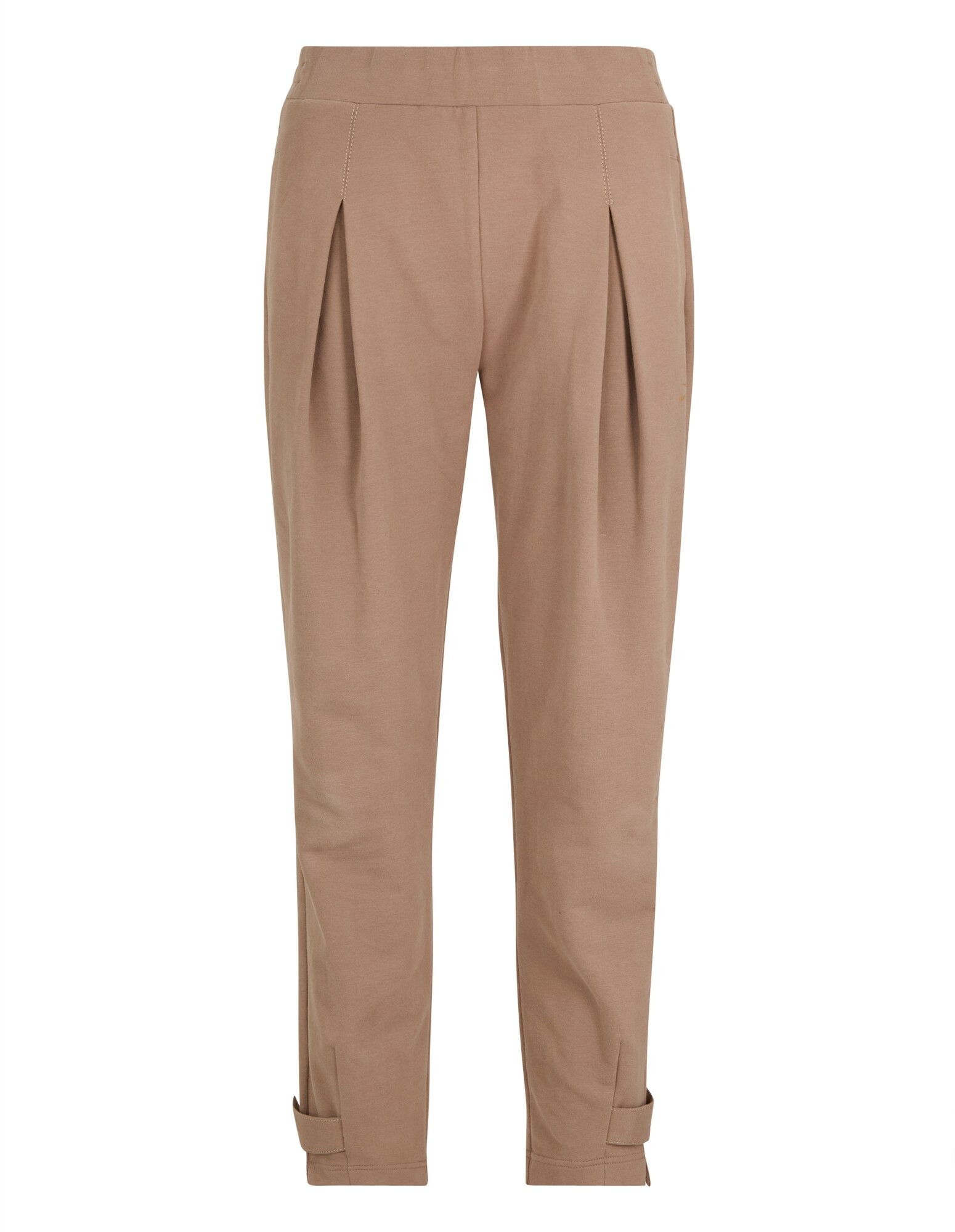 Hellbraune Bundfaltenhose mit Bündchen am Saum, perfekt für Freizeitkleidung.