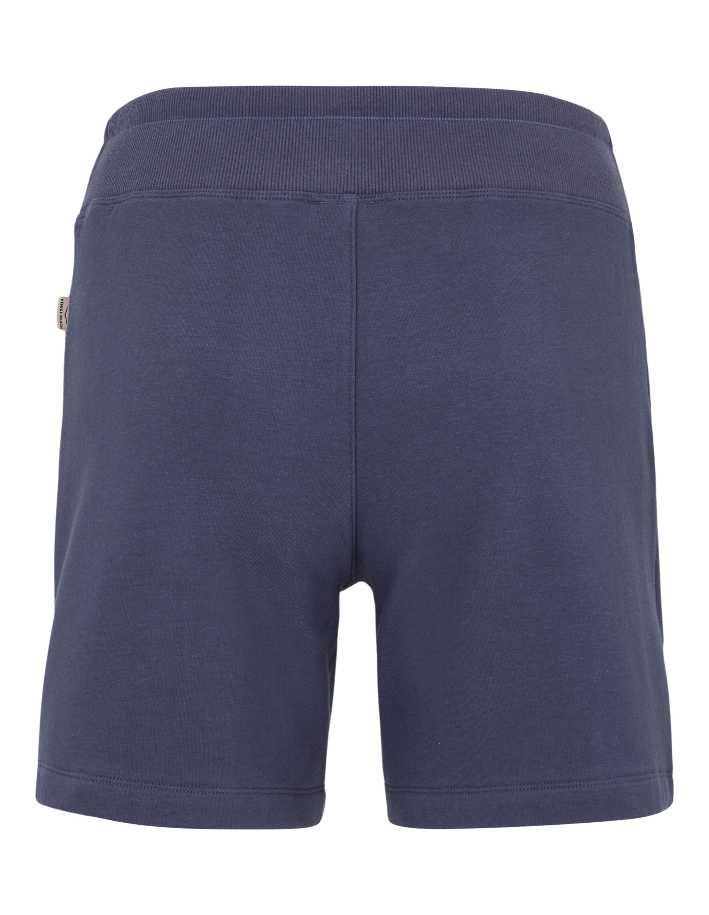 Rückansicht der dunkelblauen lässigen Shorts von Venice Beach Morla mit elastischem Bund.