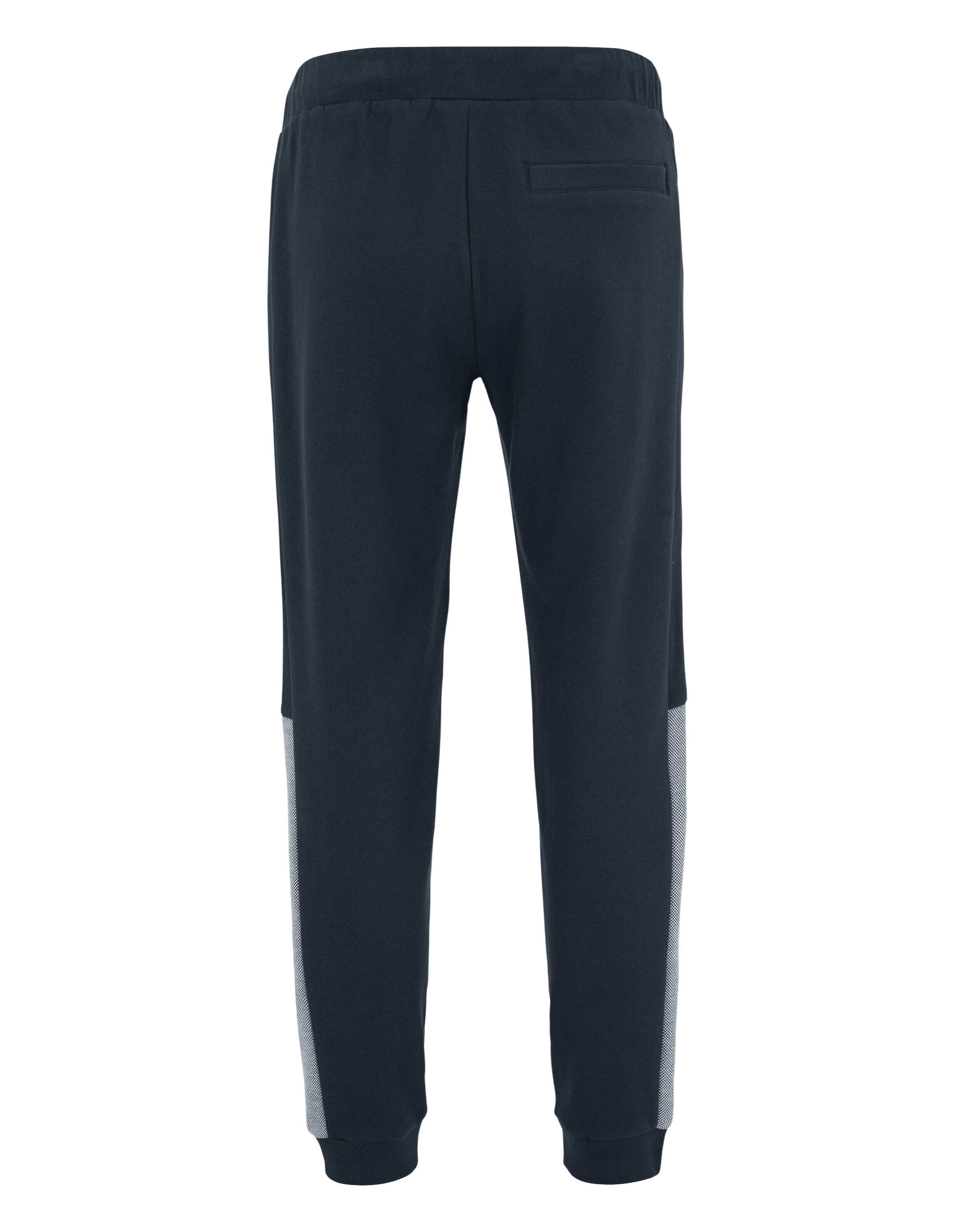 Lässige Jogginghose in Marineblau mit grauen Seiteneinsätzen und elastischem Bund.
