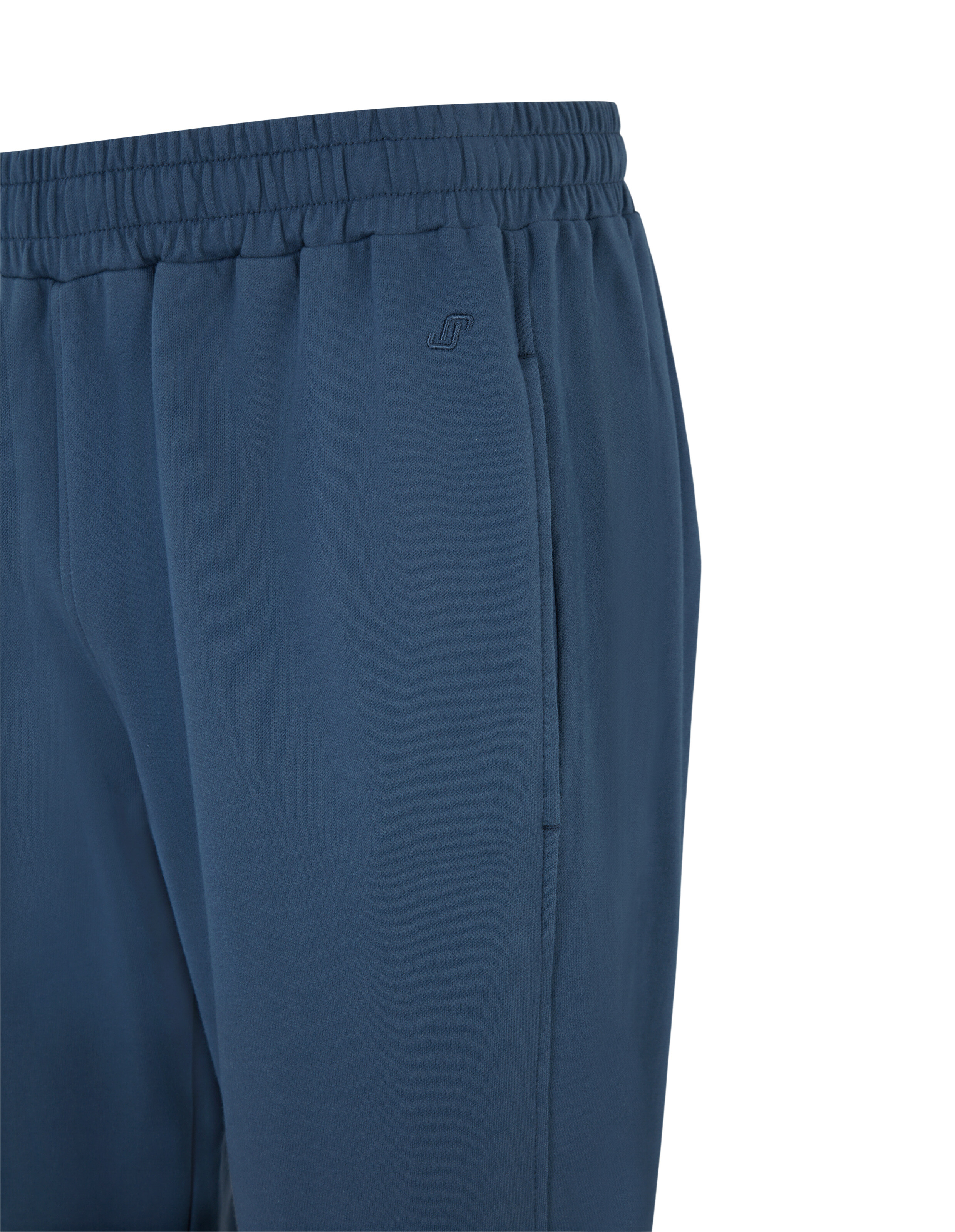 Dunkelblaue Jogginghose mit elastischem Bund und einem aufgestickten Logo, seitliche Hosentaschen, aus weichem Stoff.