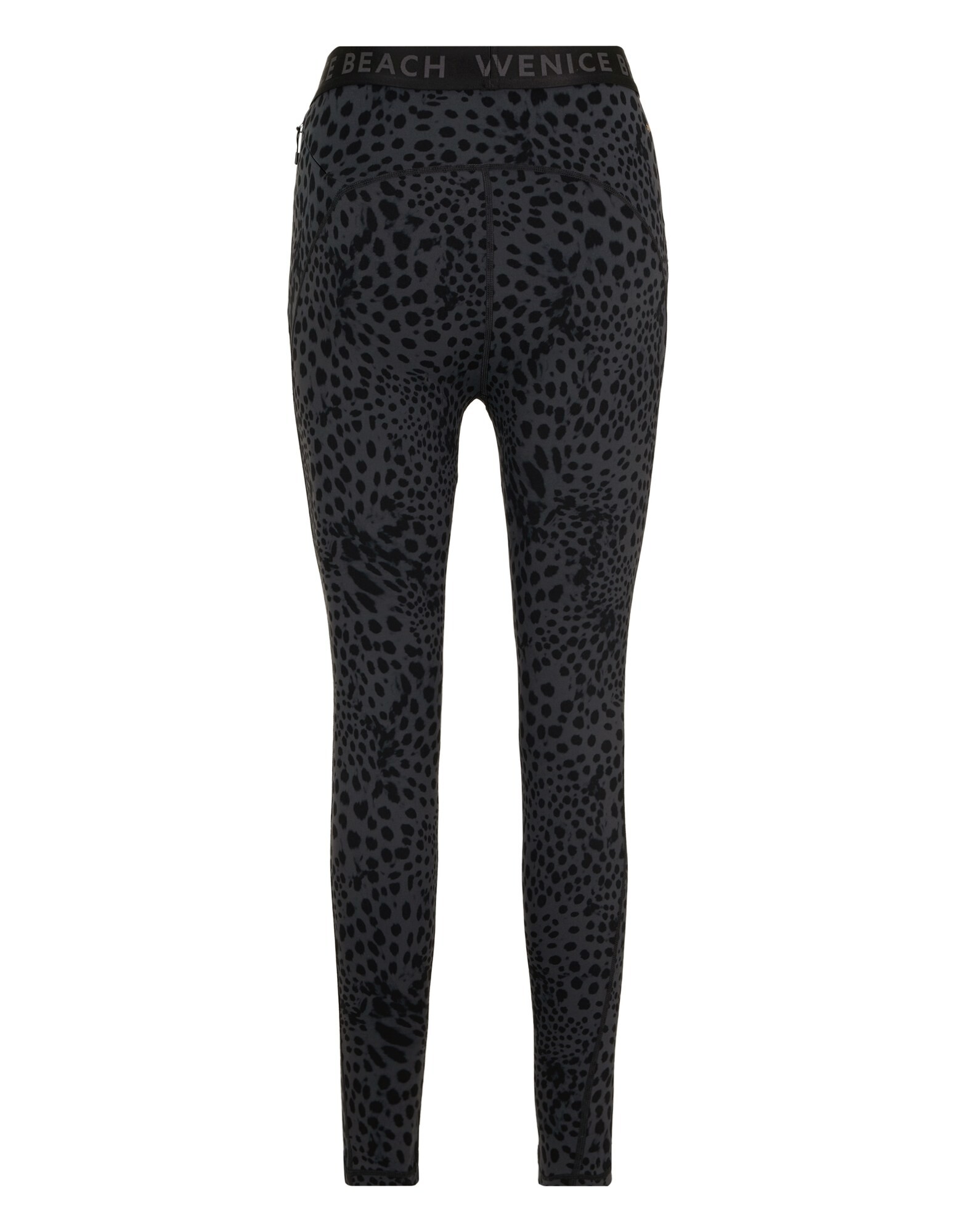 Schwarze Leggings mit Leopardenmuster und bequemem Bund für Freizeitkleidung.