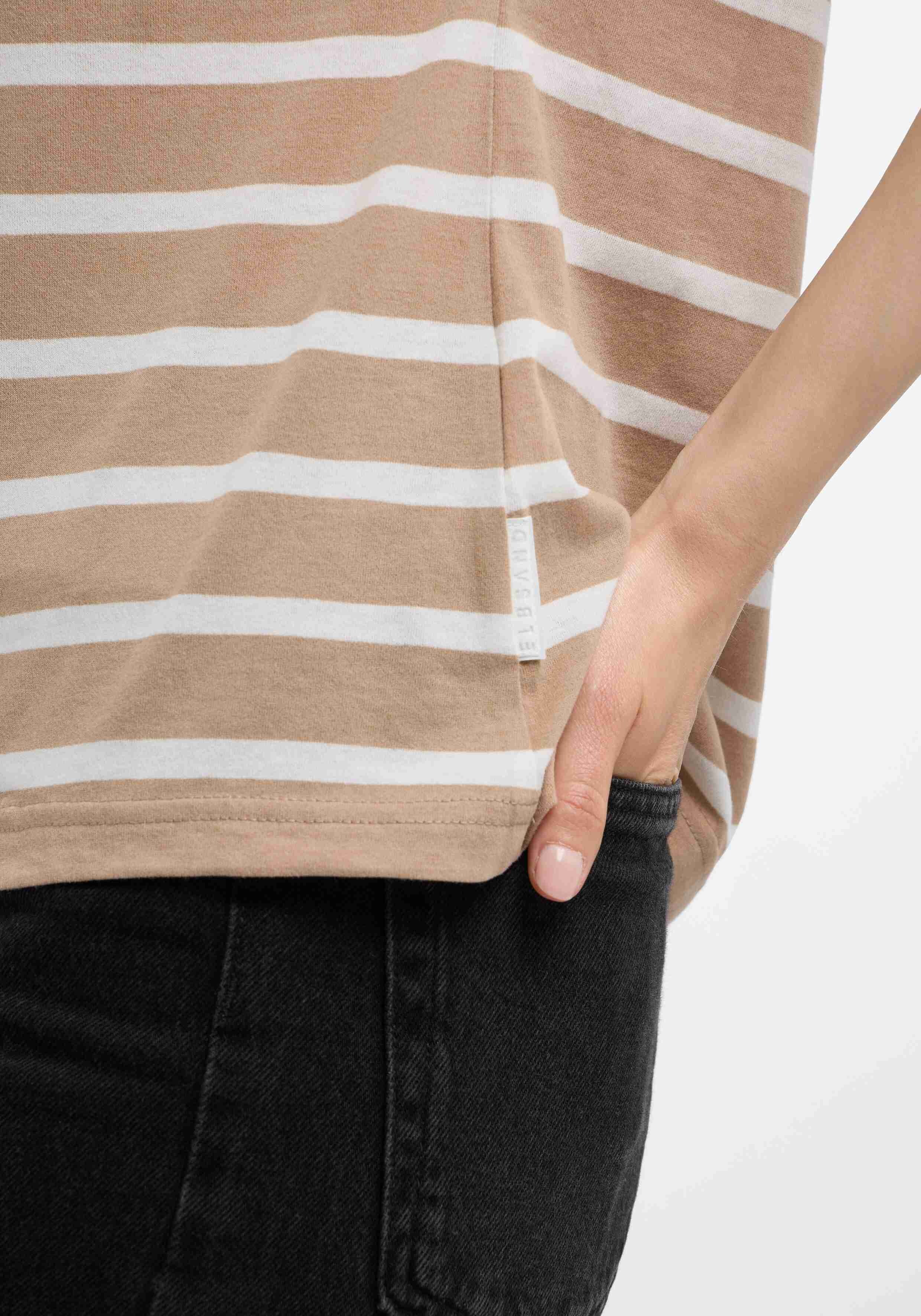 ELBSAND Uumi T-shirt Nougat_ Cloud White_ stripe