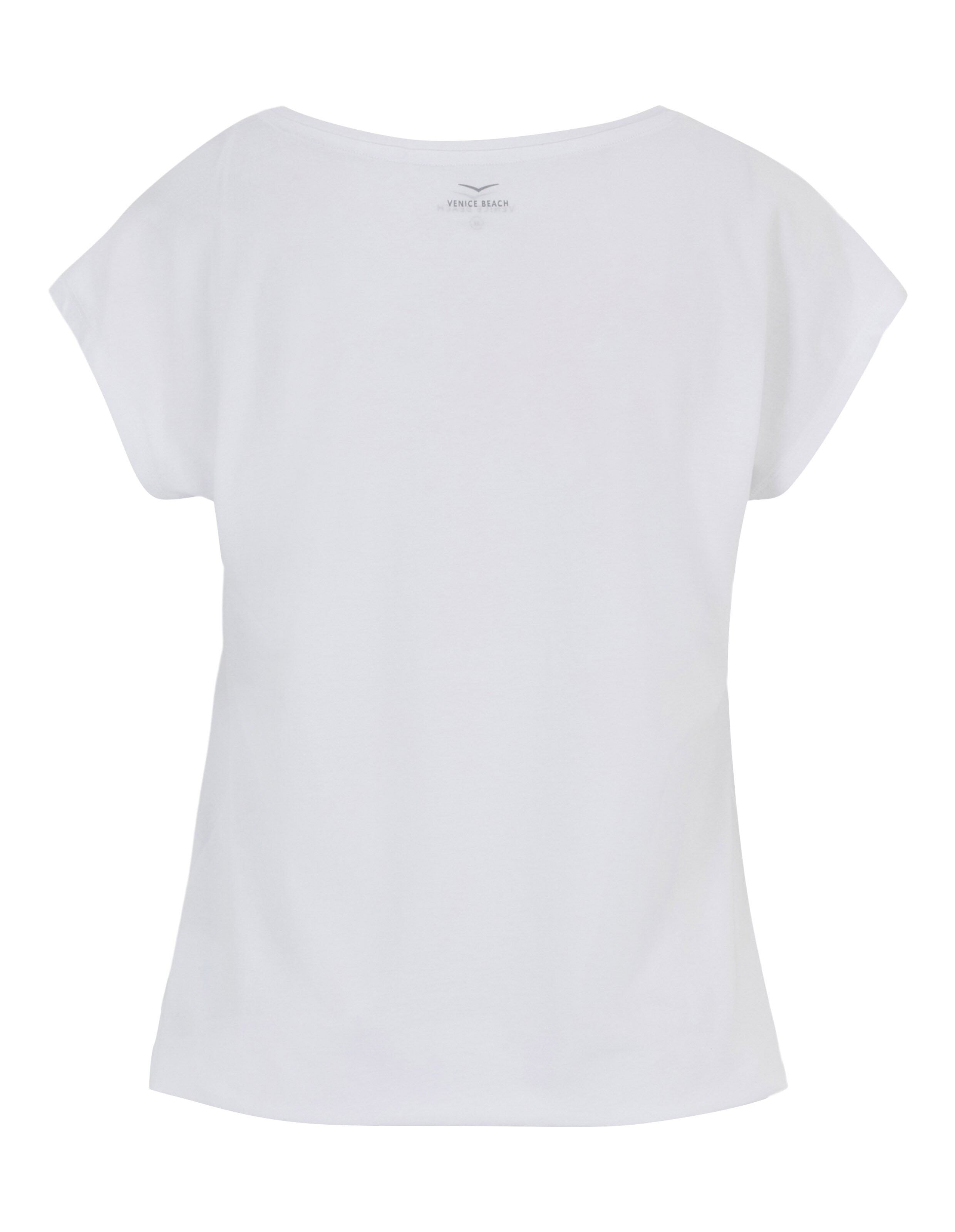 Rückansicht eines weißen, lässigen T-Shirts mit kurzen Ärmeln für bequemes Tragen im Alltag.