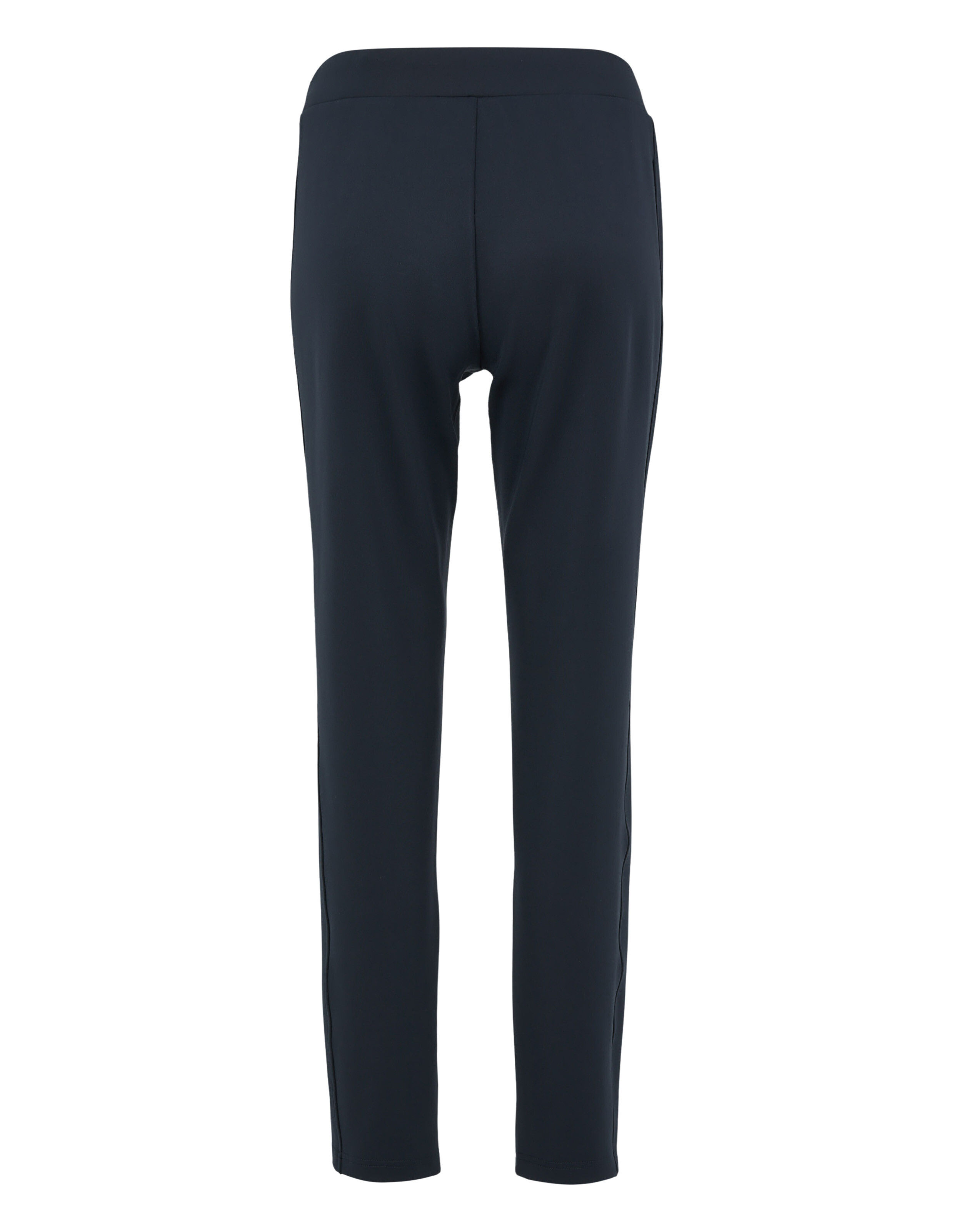 Rückansicht einer marineblauen Freizeithose mit schlanker, bequemer Passform.