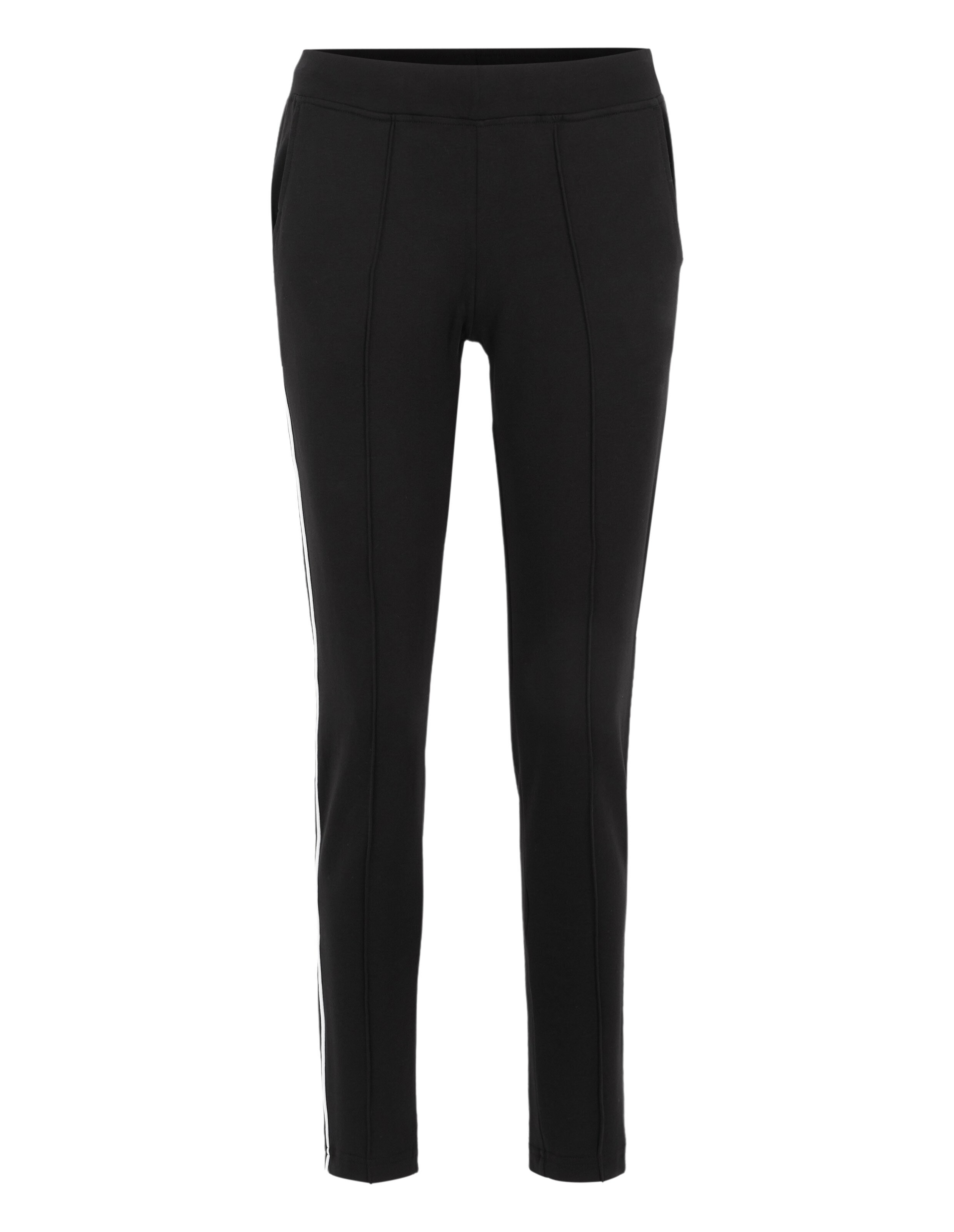 Schwarze, eng anliegende Hose mit schmalem Schnitt und einfachen Ziernähten, ideal für formelle und legere Anlässe.