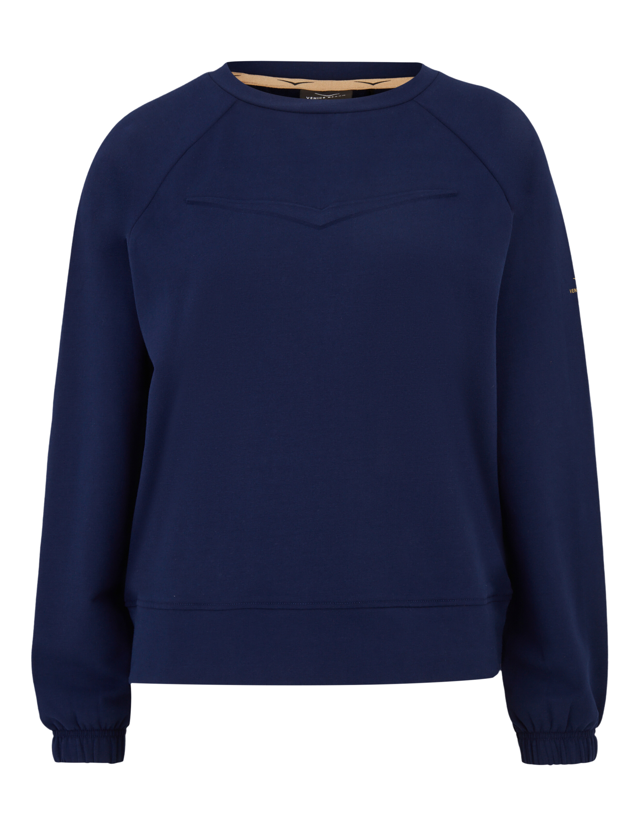 Marineblaues, lässiges Sweatshirt mit entspannter Passform und gerippten Bündchen.
