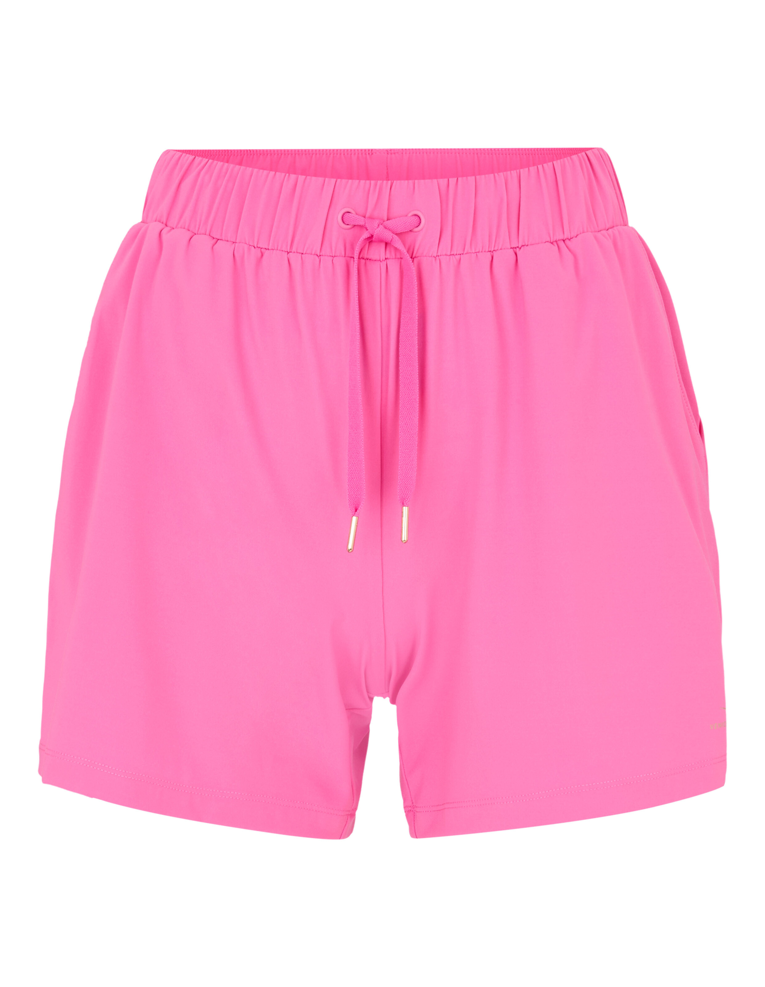 Lässige Shorts in leuchtendem Rosa mit elastischem Bund und Kordelzug.