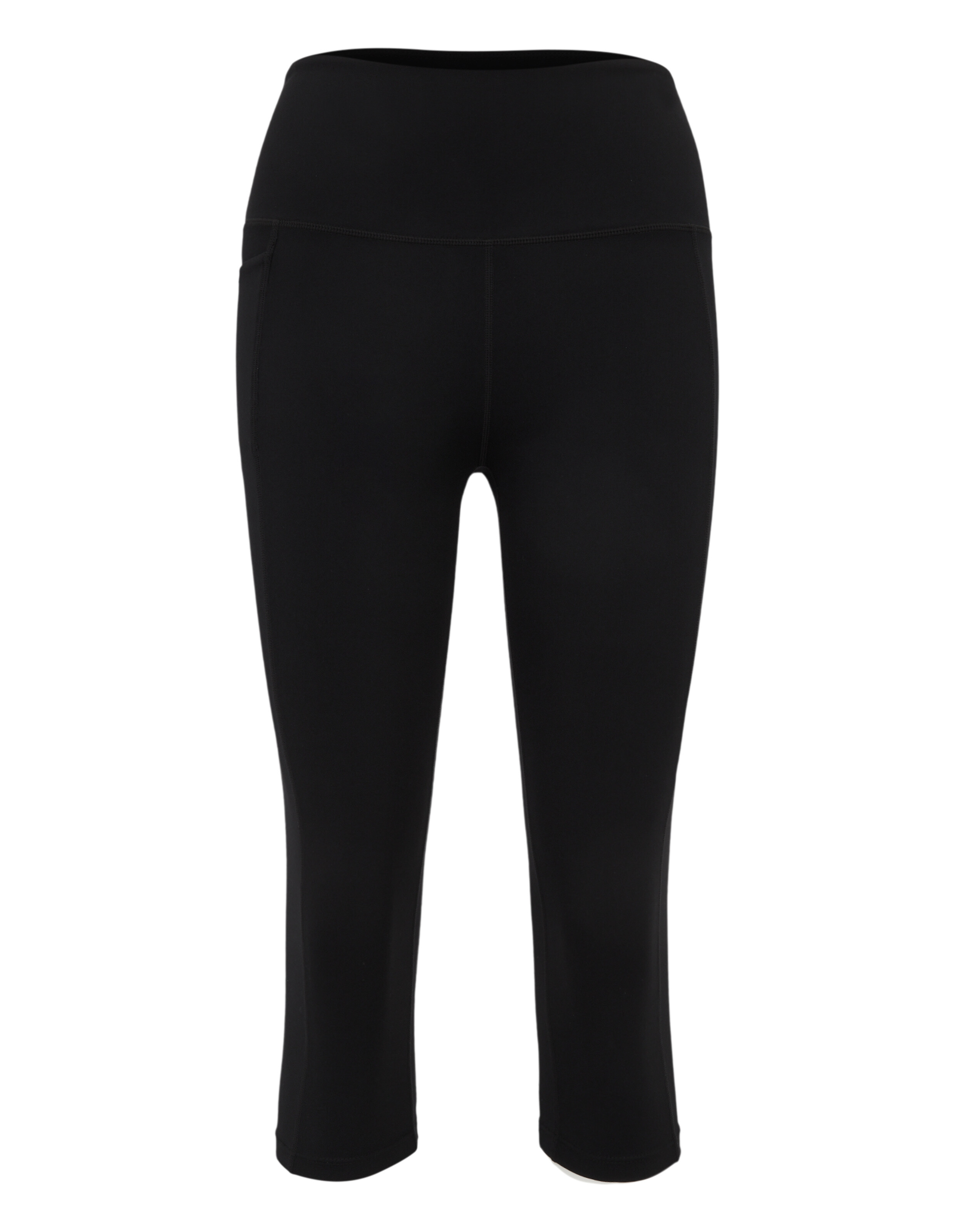 Schwarze, kurz geschnittene Leggings mit hohem Bund für lässige Lounge- oder Aktivkleidung.