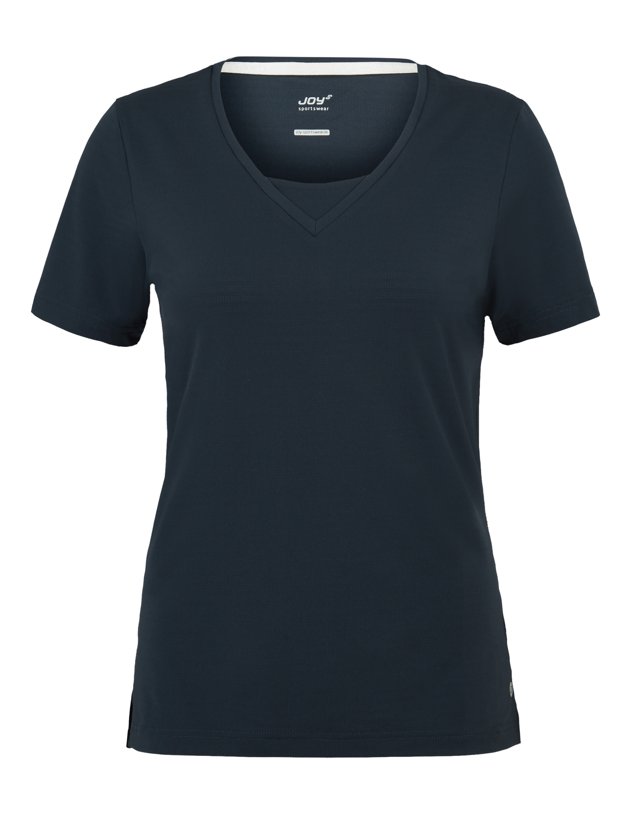 Dunkelmarineblaues T-Shirt mit V-Ausschnitt für Freizeitkleidung und bequemes Faulenzen.
