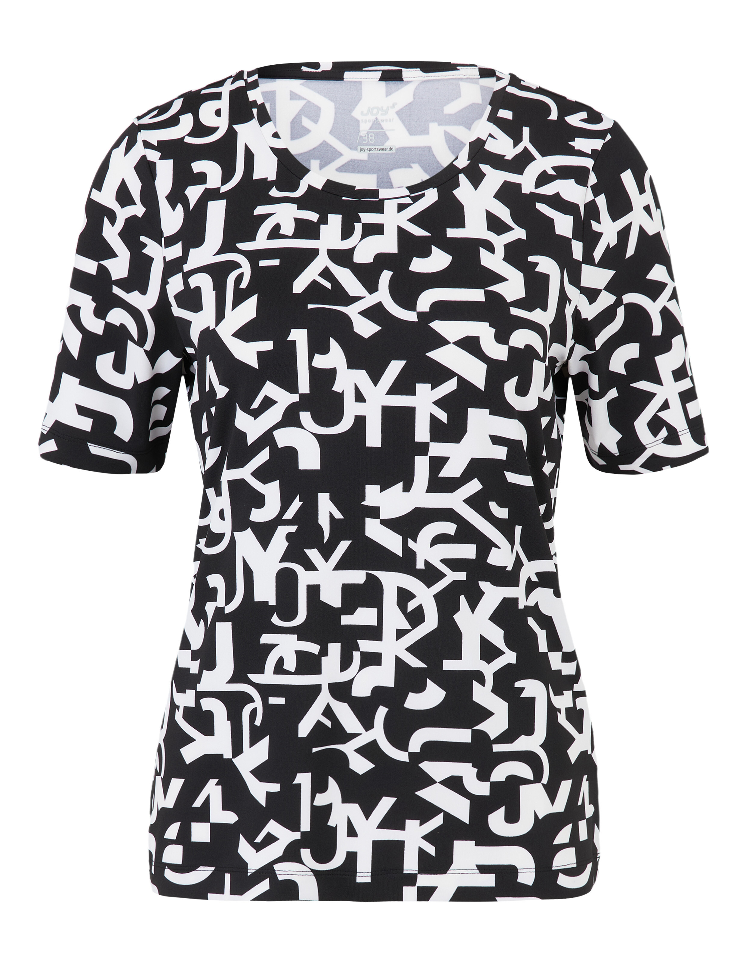 Schwarz-weißes Kurzarm-T-Shirt mit abstraktem Grafikdruck für Freizeitkleidung.