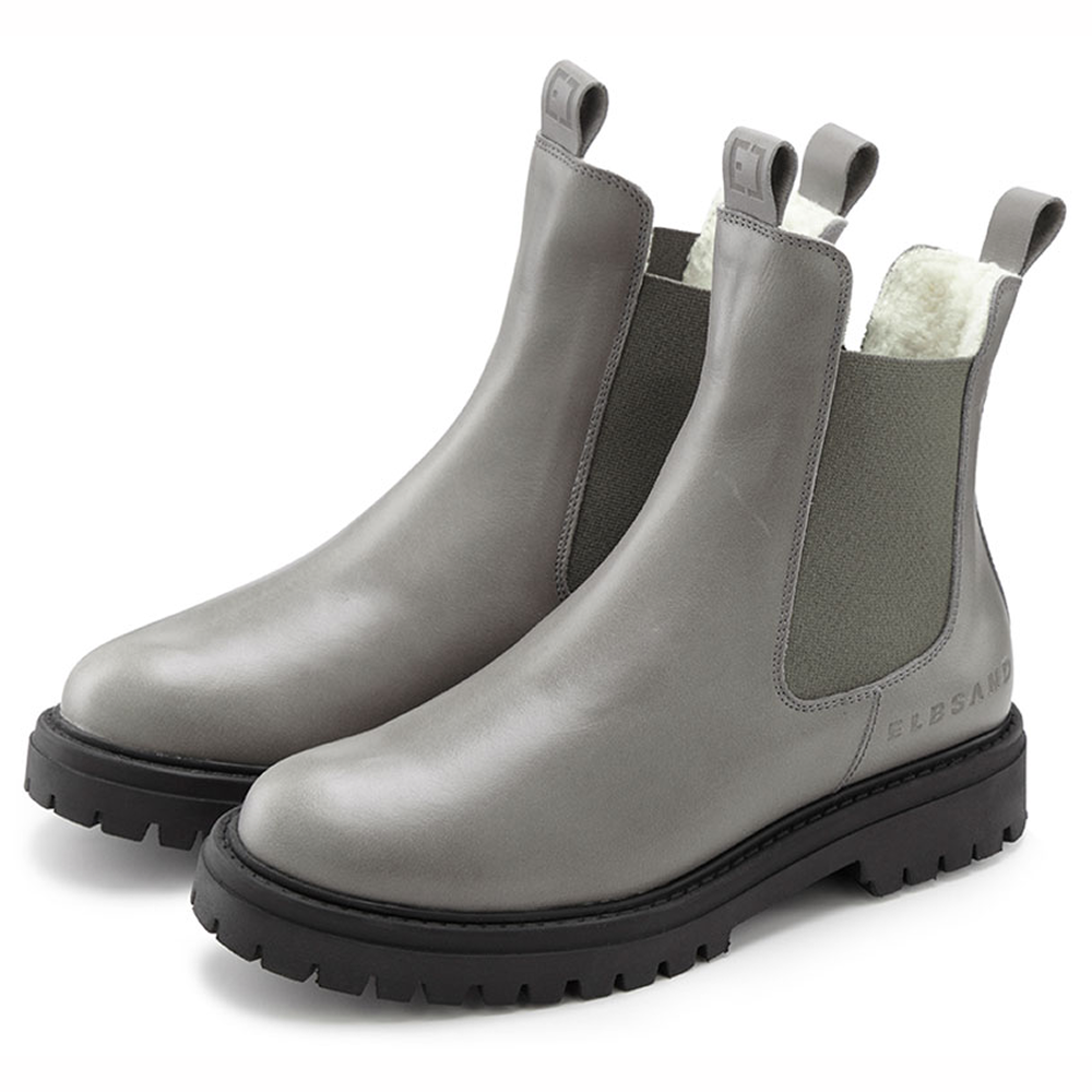 Stylische graue Chelsea-Stiefel mit elastischen Seiteneinsätzen und robuster Sohle.