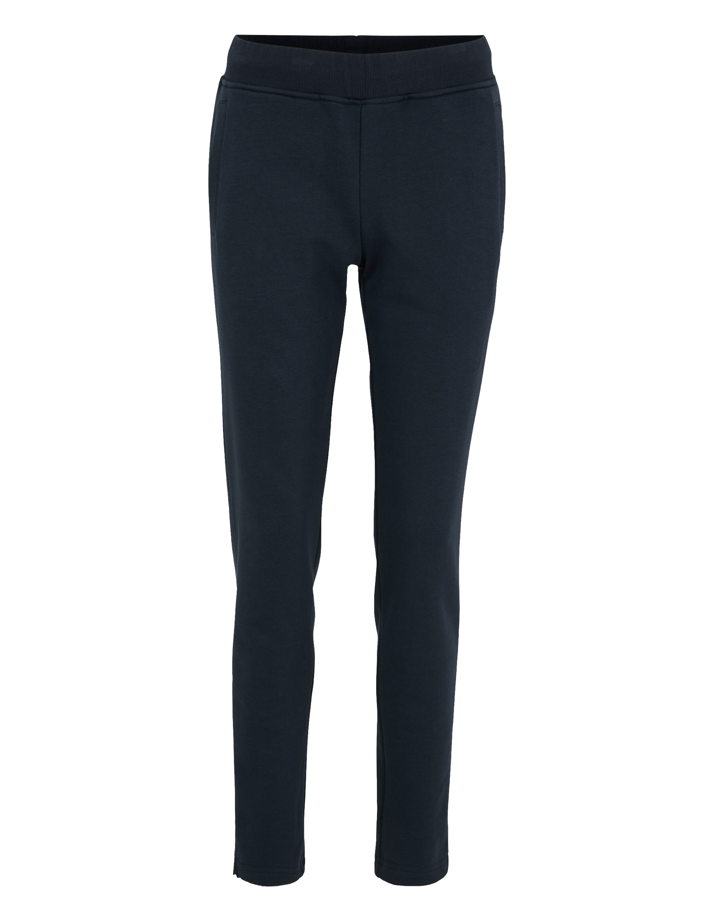Dunkelblaue Jogginghose mit elastischem Bund und geradem Bein, ideal für Freizeit oder Sport, aus weichem, bequemem Stoff.