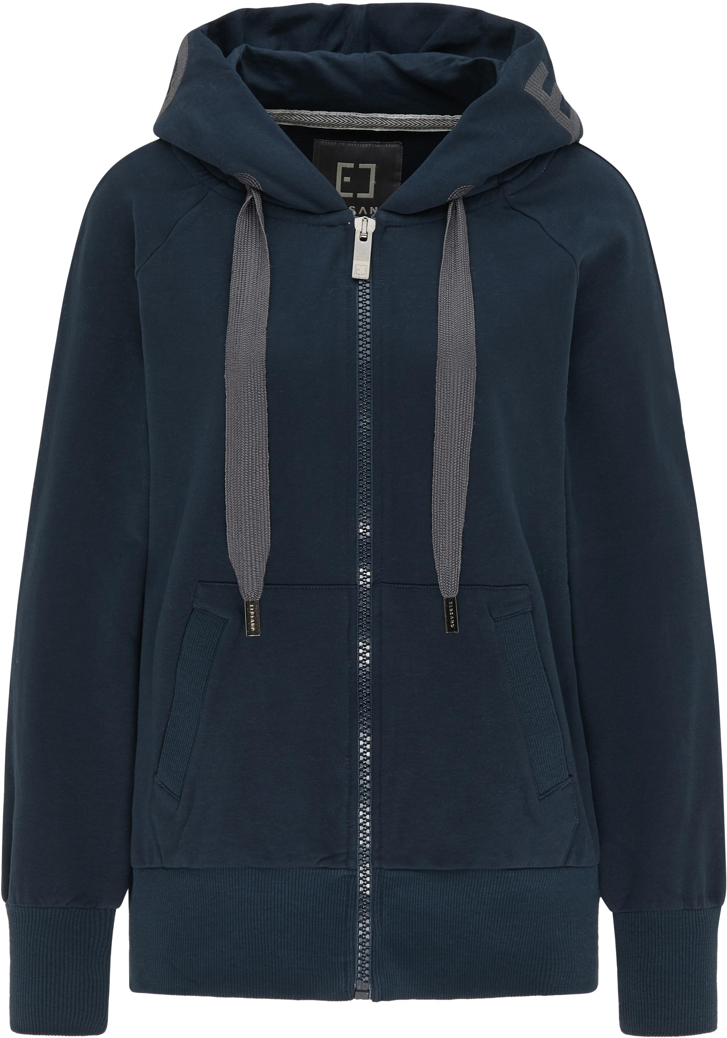 Marineblauer ELBSAND-Kapuzenpullover mit Kapuze und Kordelzug für gemütliche Freizeitkleidung.