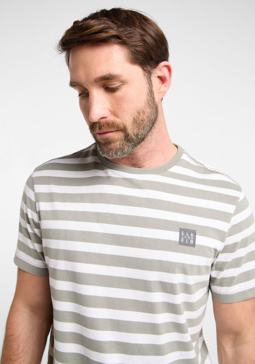 Noe T-Shirt loose fit von Elbsand in Stone + Bright White STRIPE