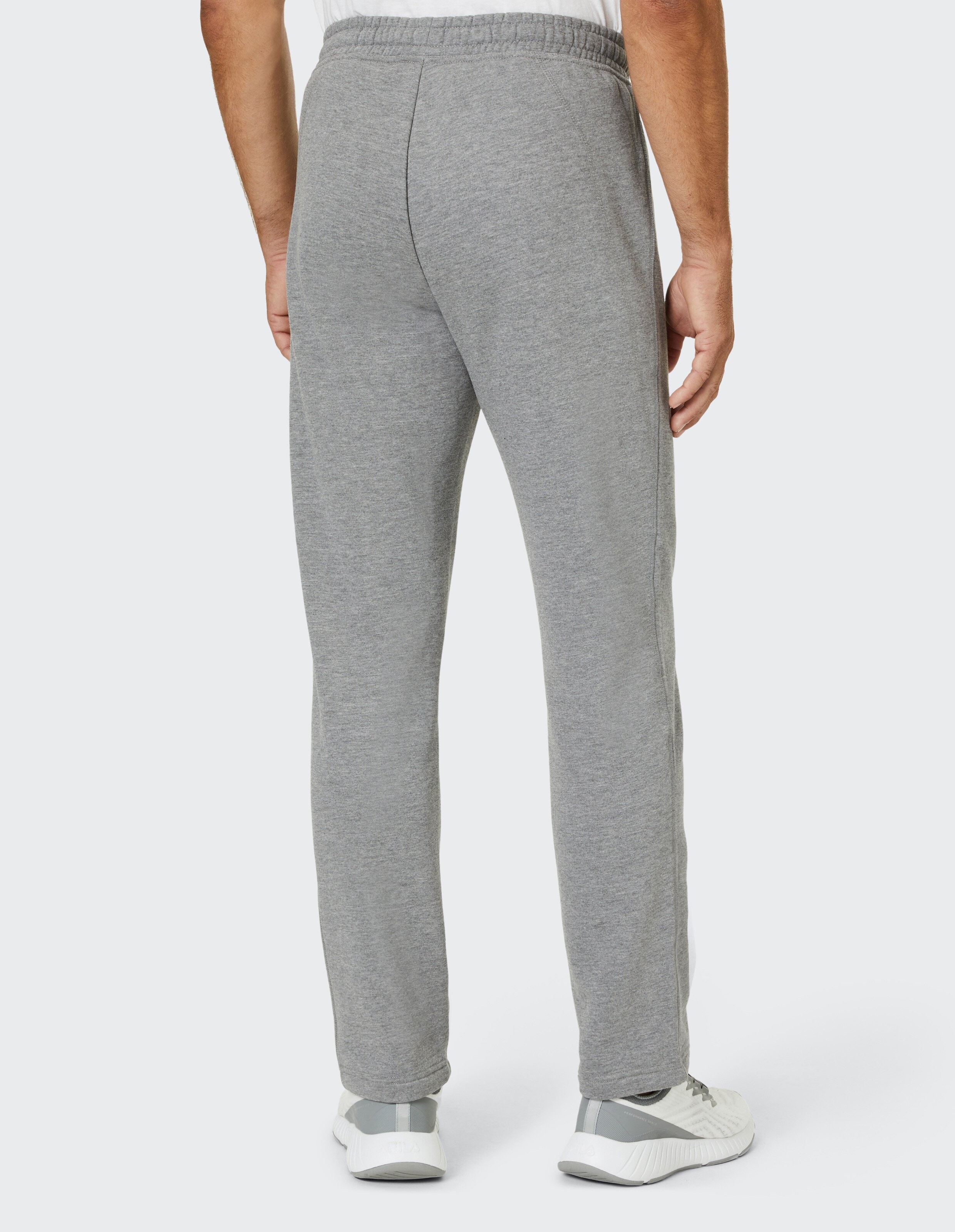 Graue Jogginghose mit elastischem Bund, seitlichen Taschen und geradem Schnitt, ideal für Sport oder Freizeitaktivitäten.