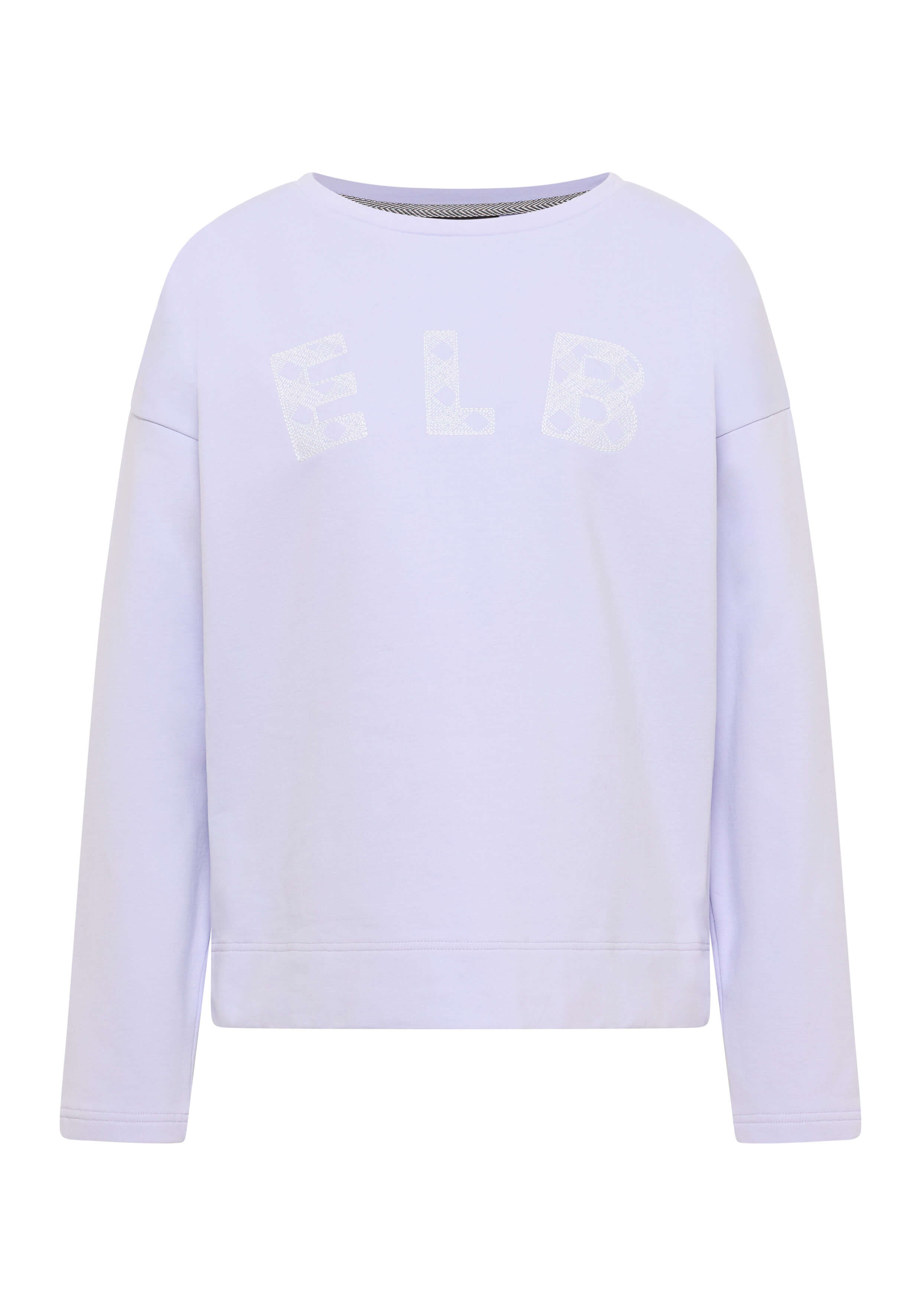 Hellviolettes Freizeit-Sweatshirt mit ELB-Logo, perfekt zum Entspannen oder für Freizeitausflüge.