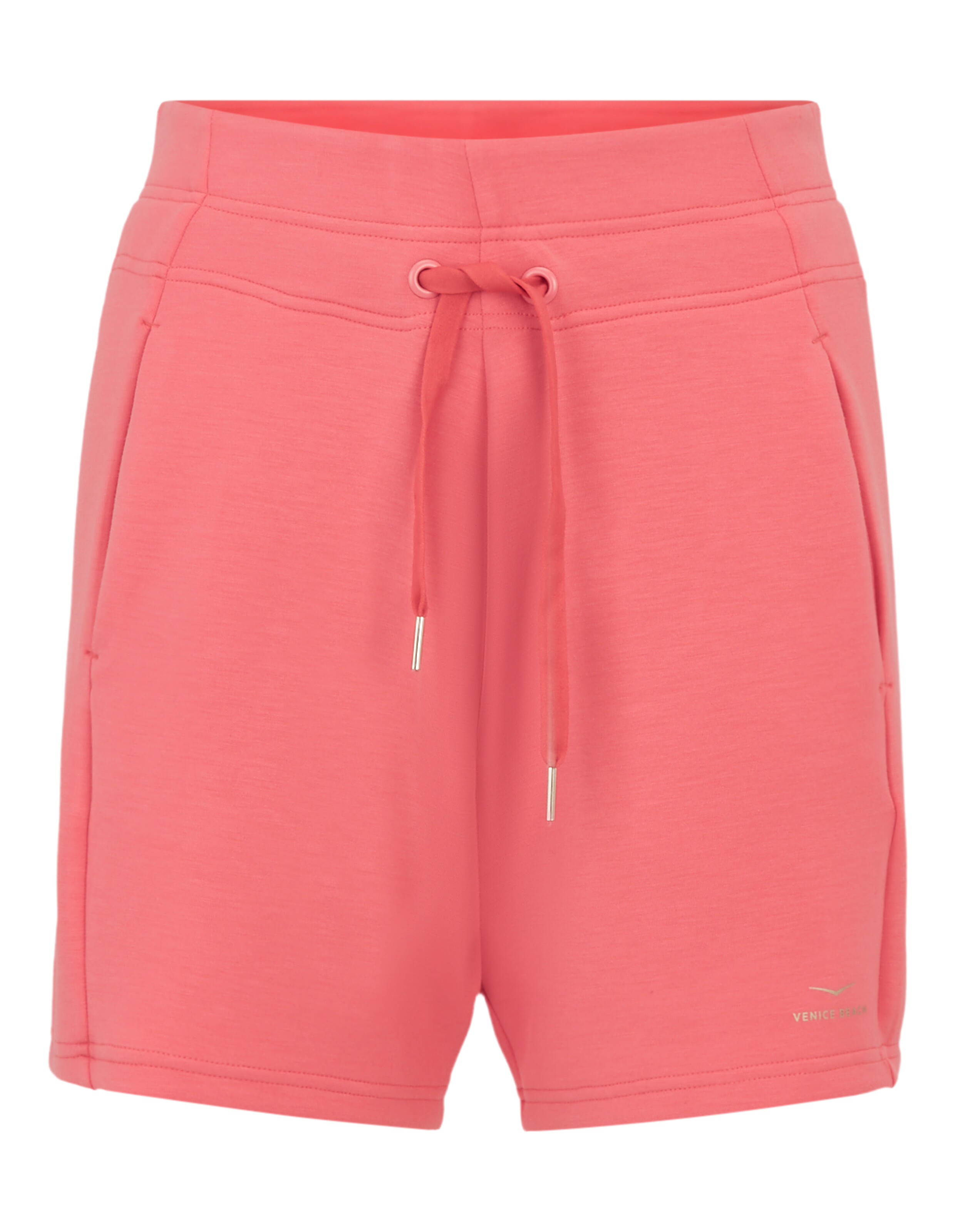 Gemütliche rosa Freizeitshorts mit Kordelzug und Seitentaschen für entspanntes Tragen.