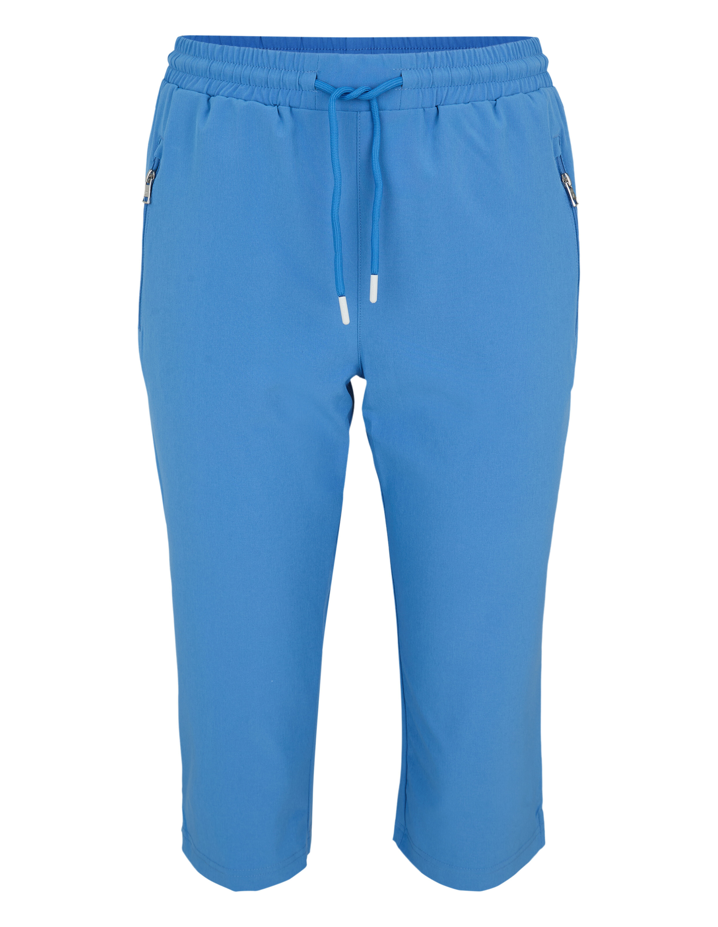 Hellblaue, legere, kurze Hose mit elastischem Bund und Seitentaschen.