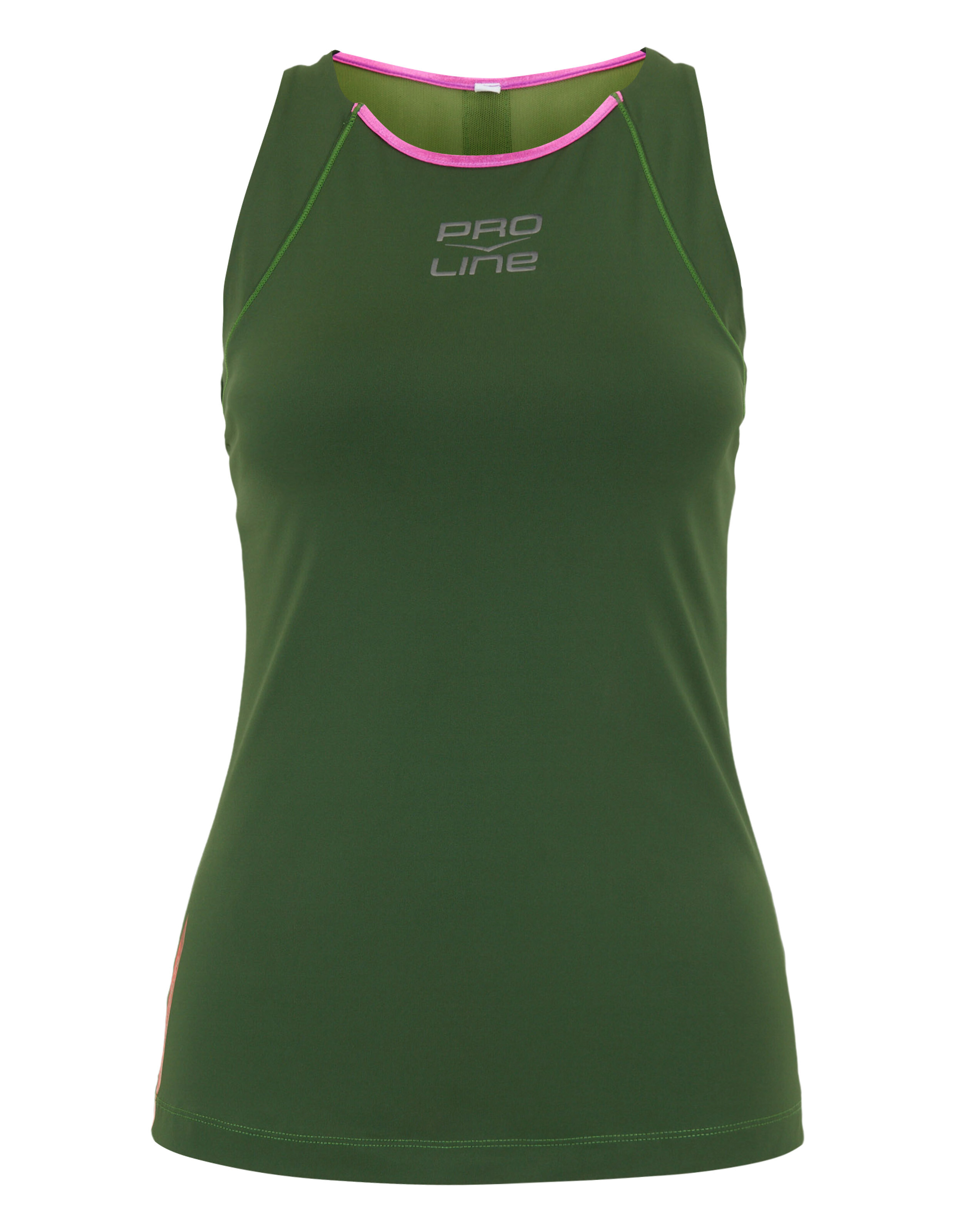 Olivgrünes Venice Beach Tanktop Cape Coral mit rosa Besatz für Freizeitkleidung.