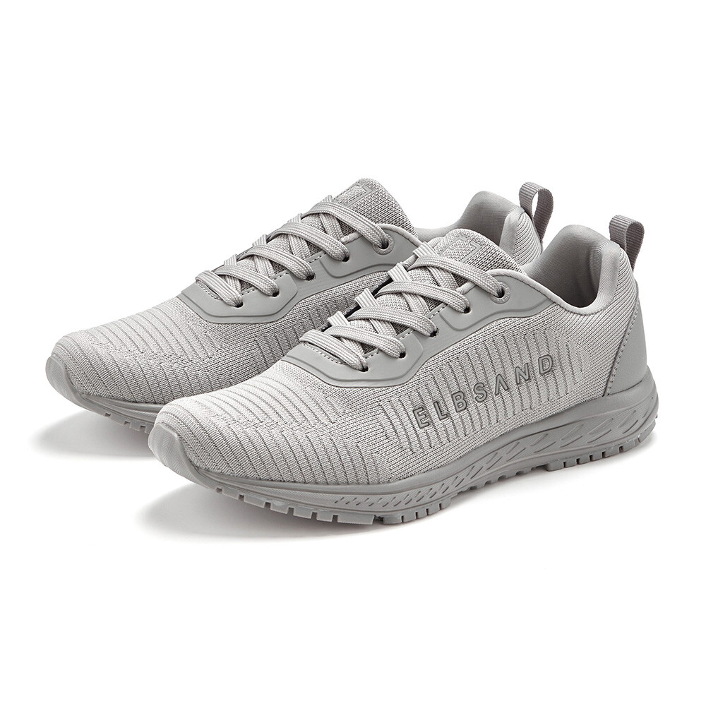 Hellgraue ELBSAND-Sneaker mit strukturiertem Stoff und Schnürdesign.
