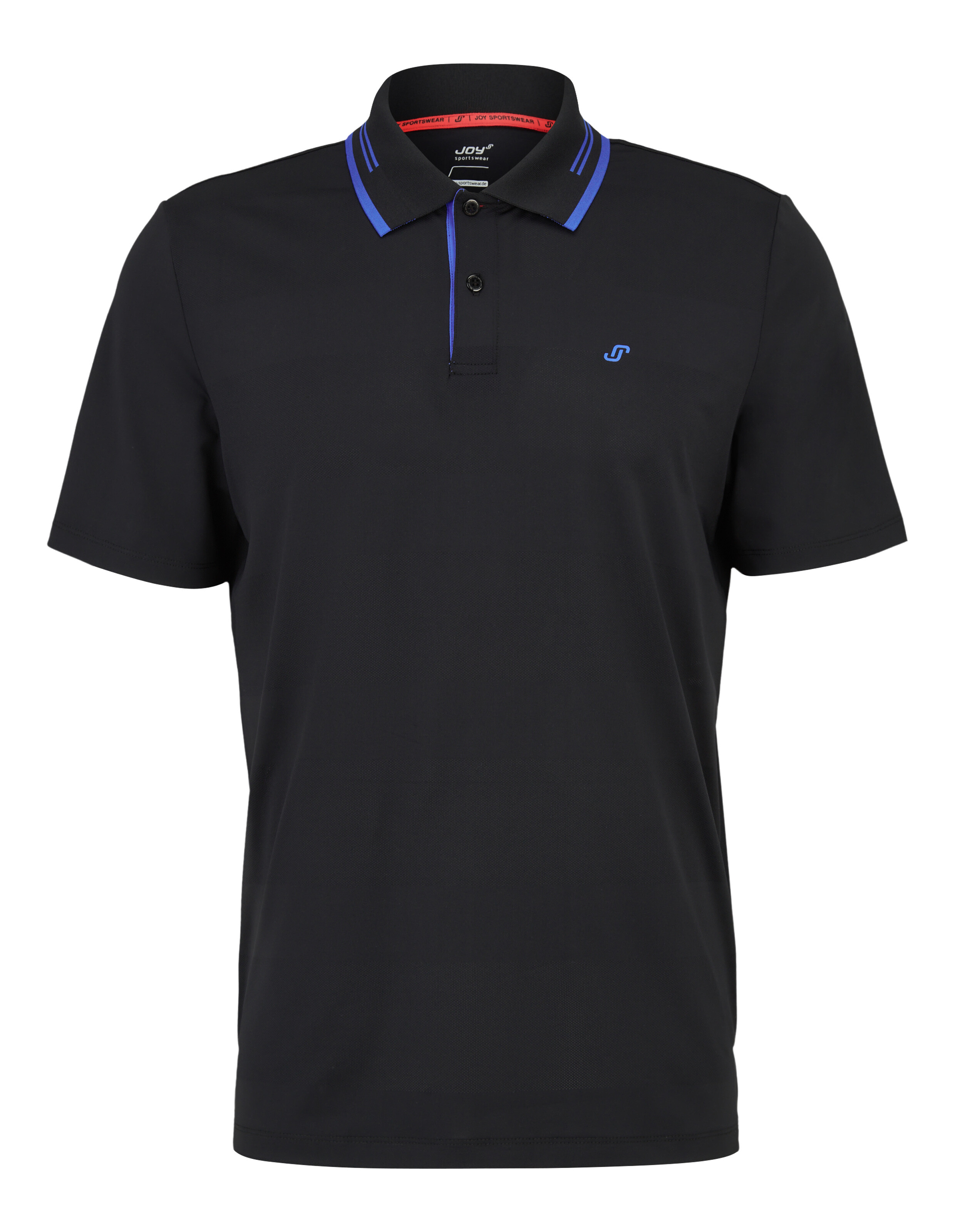 Schwarzes Herren-Poloshirt mit blauen Akzenten, perfekt für Freizeitkleidung.