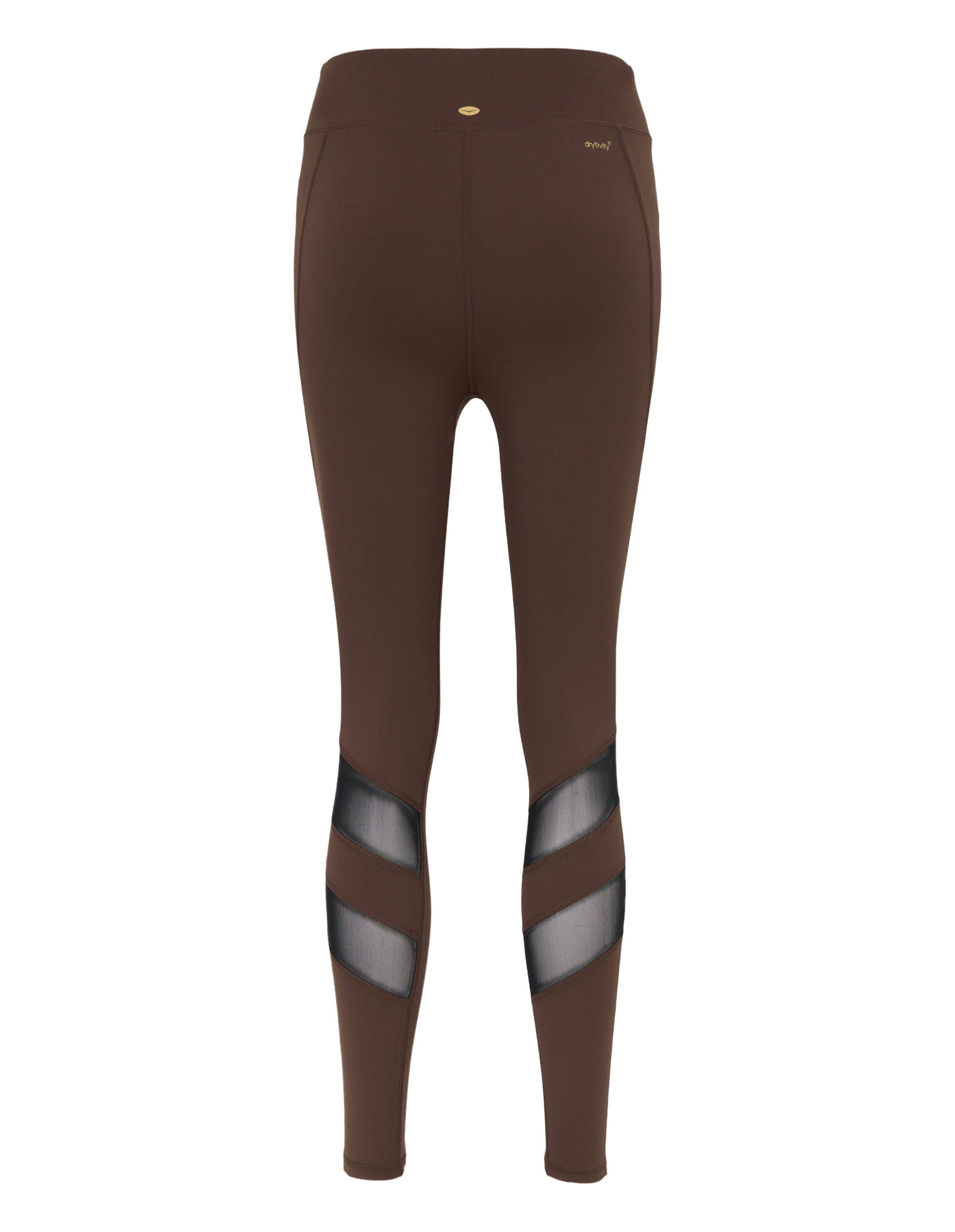 Braune Leggings mit Mesh-Einsätzen, ideal für Freizeitkleidung und einen aktiven Lebensstil.