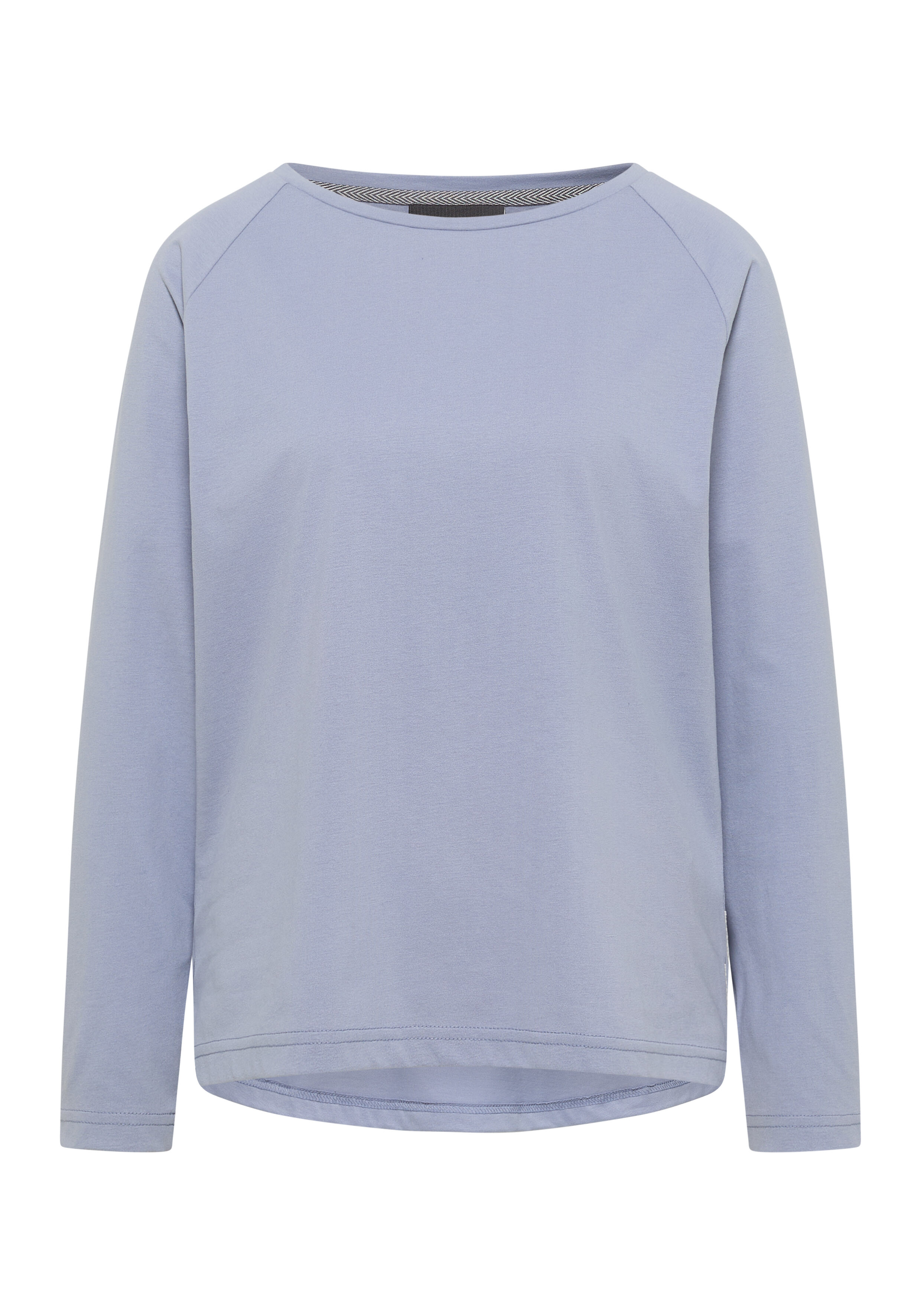 Hellblaues Langarm-Freizeitshirt mit Rundhalsausschnitt für bequeme Loungewear.