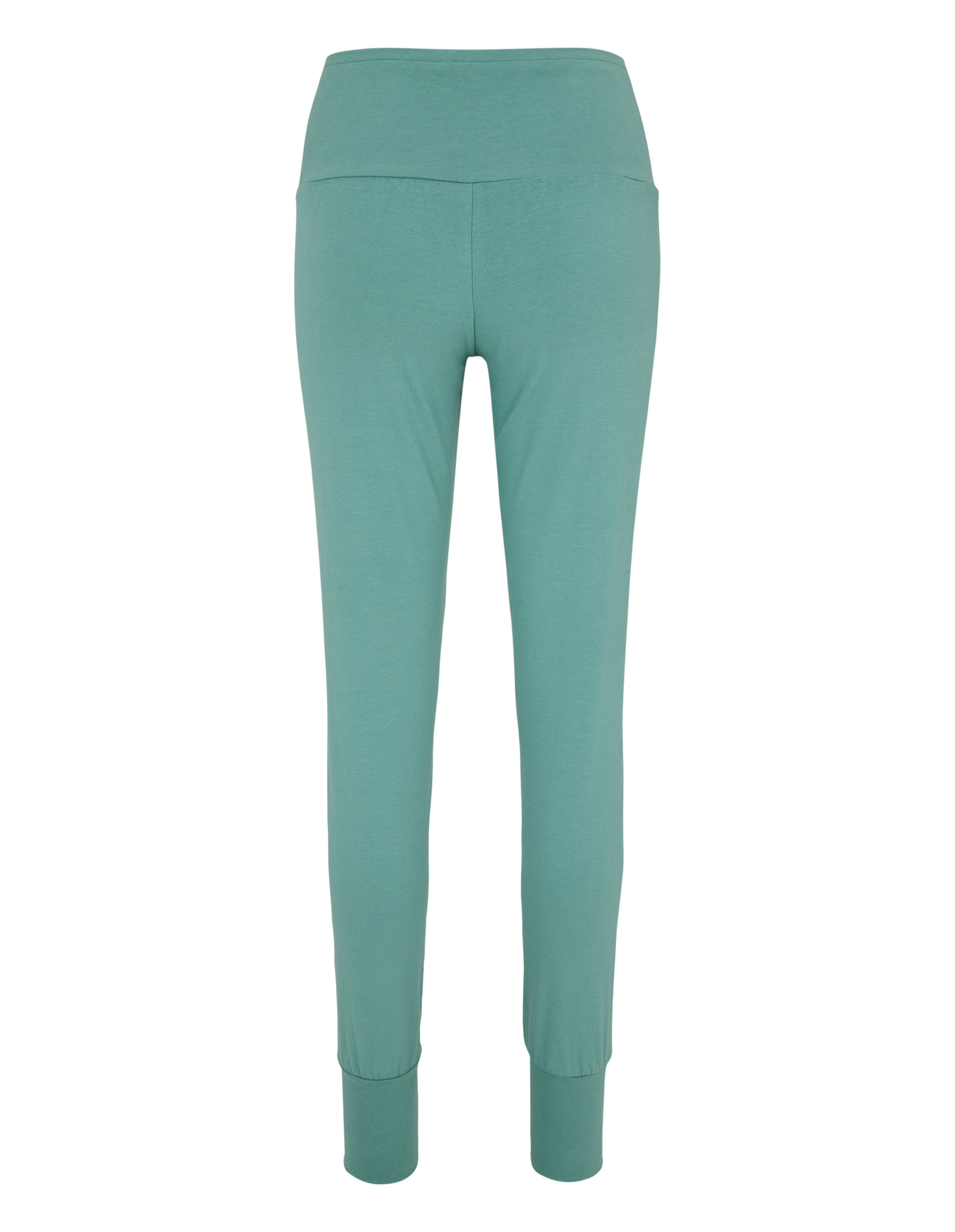 Weiche, blaugrüne Lounge-Hose mit hohem Bund und anliegenden Bündchen.