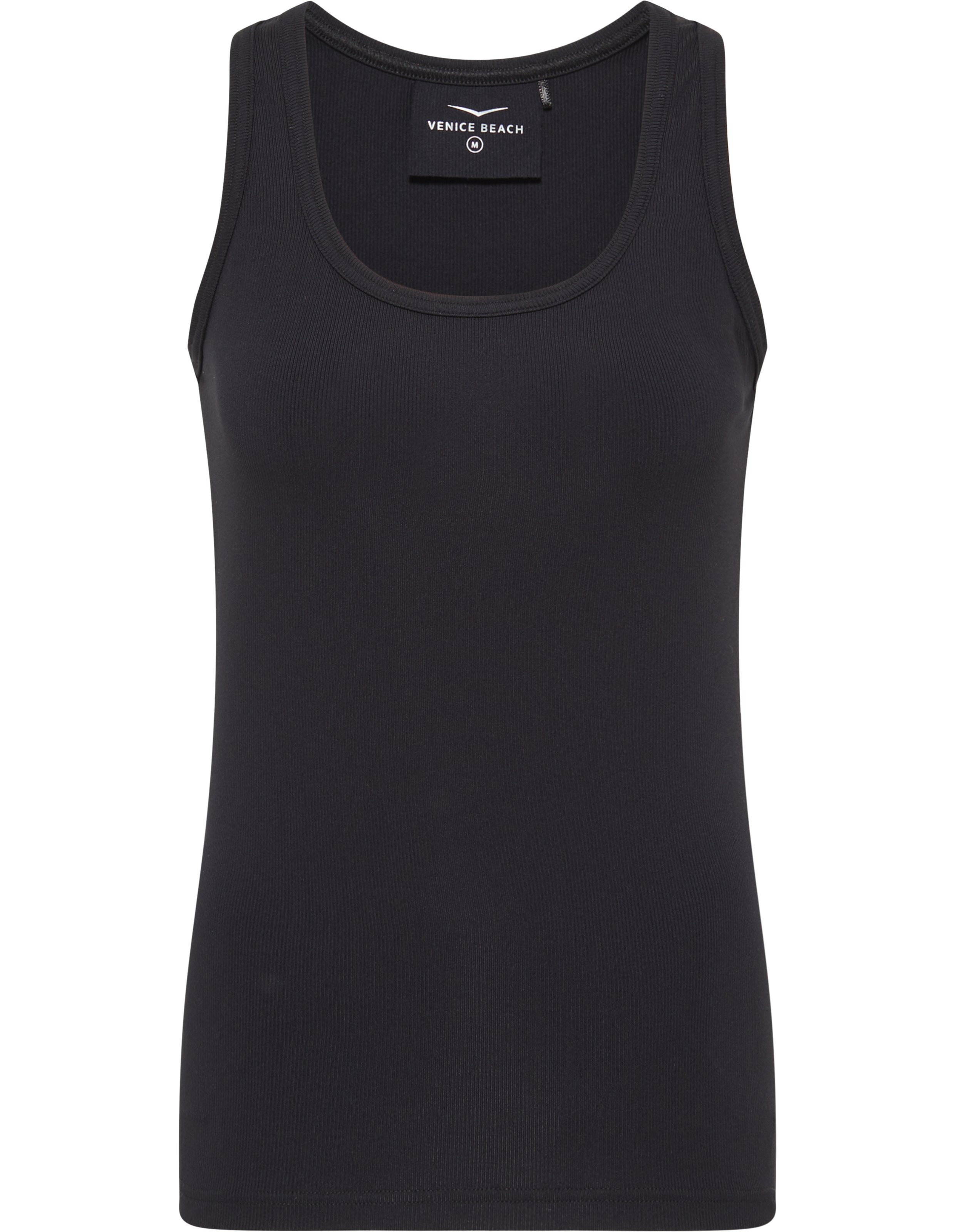 Schwarzes, geripptes Tanktop von Venice Beach, perfekt für Freizeitkleidung.