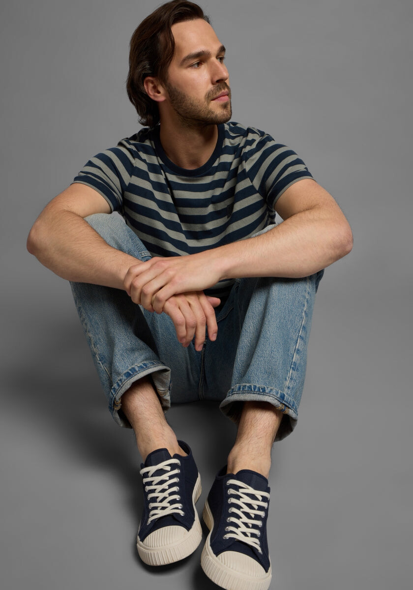 Noe T-Shirt loose fit von Elbsand in Midnight + Stone STRIPE