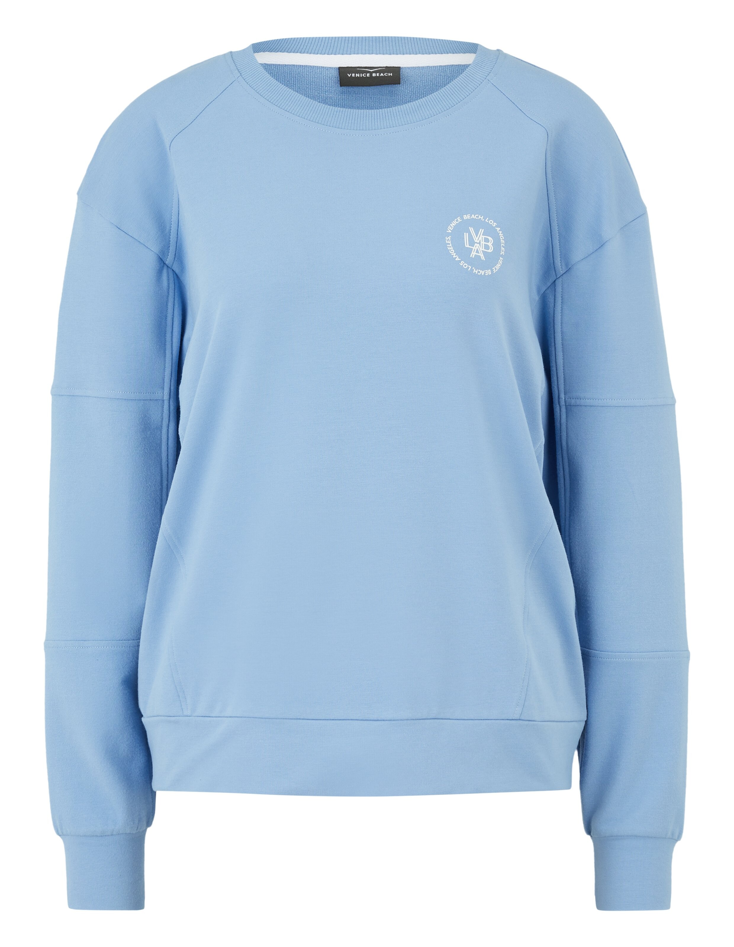 Hellblaues, lässiges Sweatshirt mit Rundhalsausschnitt und kleinem Logo-Print für bequeme Loungewear.