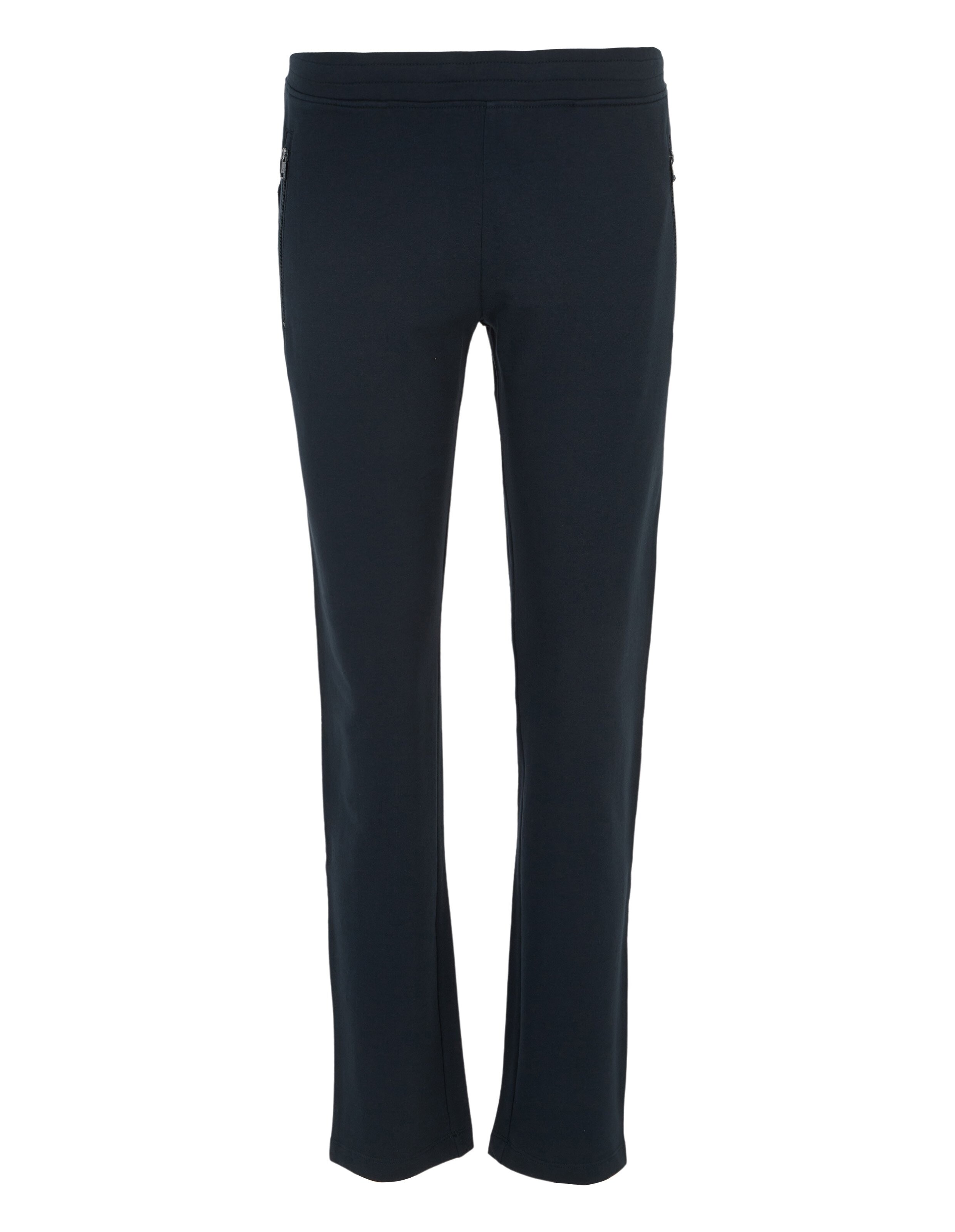 Schwarze Hose mit geradem Schnitt und elastischem Bund, ohne auffällige Details oder Taschen, frontal abgebildet.