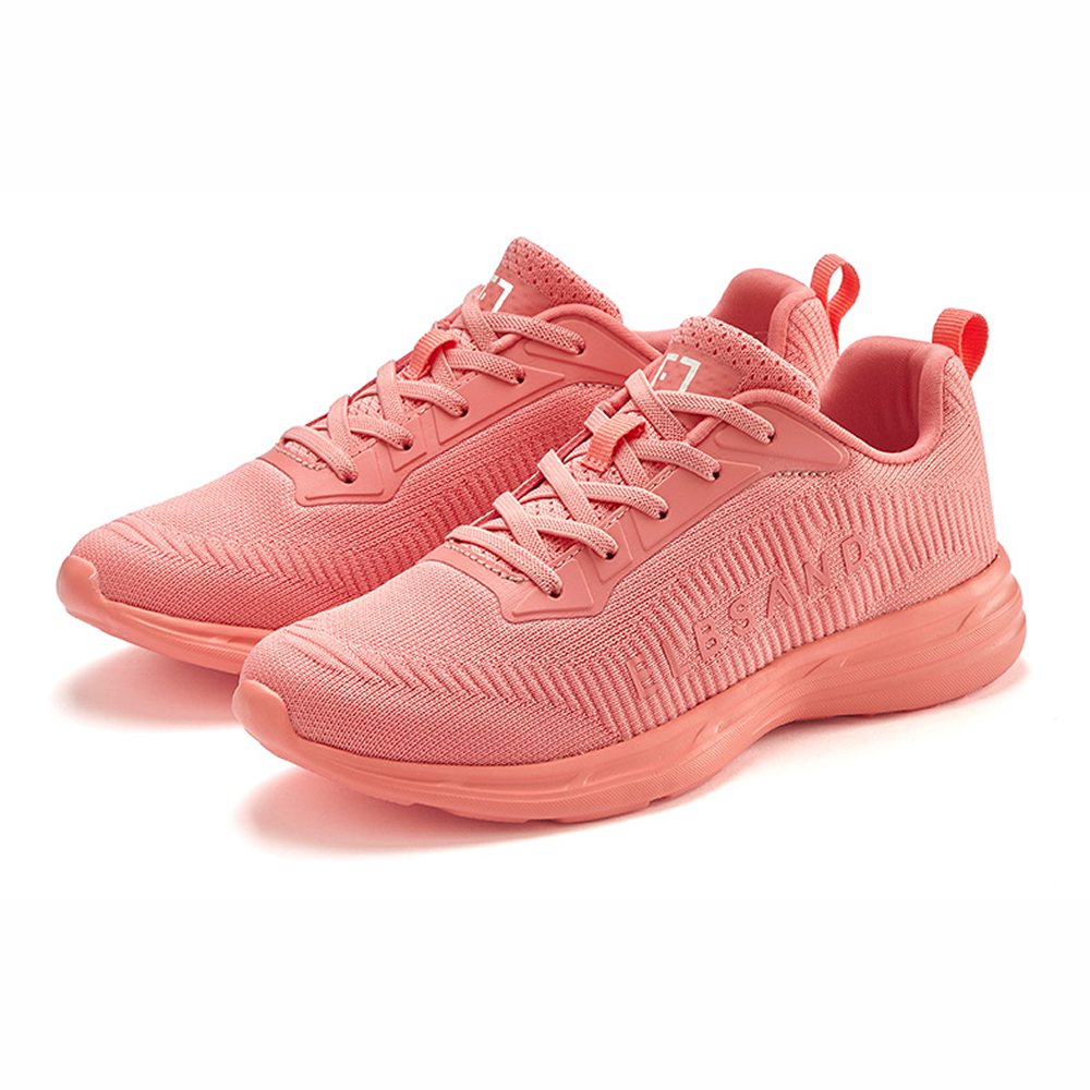 Hellrosa Freizeit-Sneaker mit strukturiertem Design und Schnürverschluss.