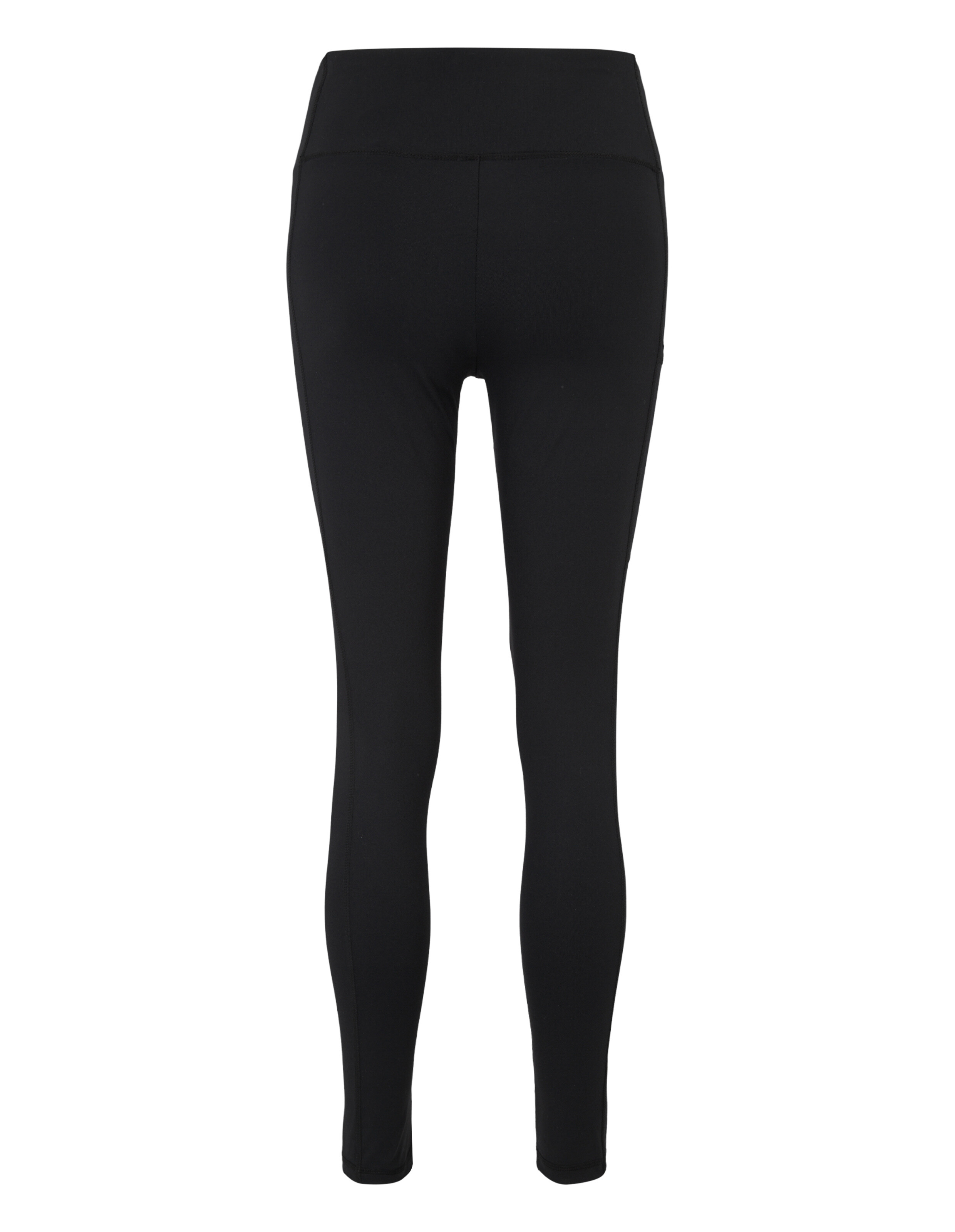 Rückansicht einer schwarzen Leggings mit hohem Bund für gemütliche, lässige Lounge-Kleidung.