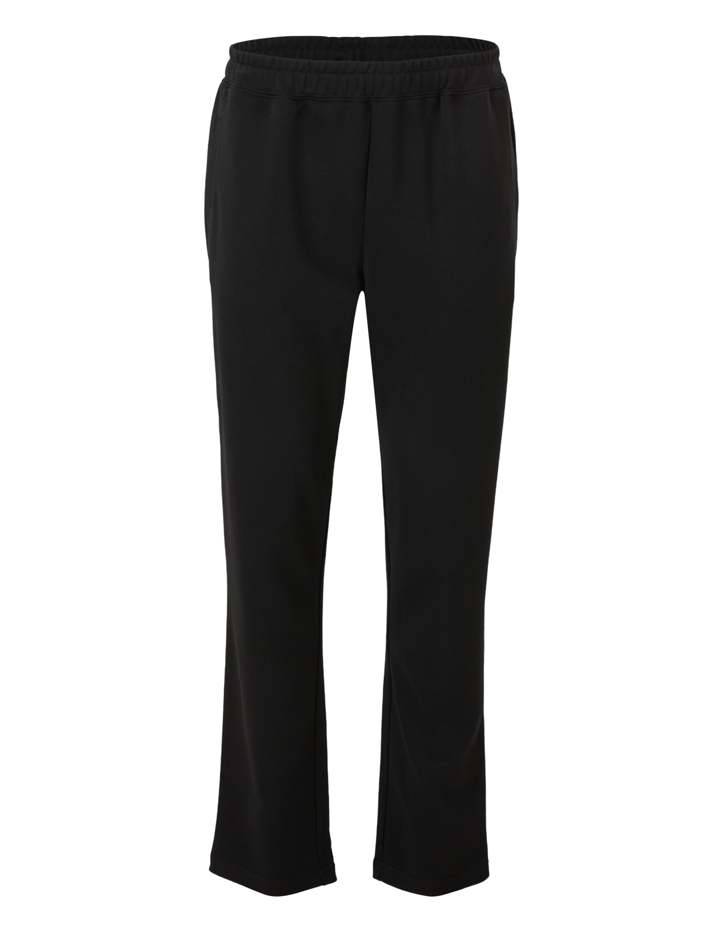 Schwarze Jogginghose mit elastischem Bund und geradem Schnitt, aus weichem Material, ideal für Komfort und Bewegungsfreiheit.