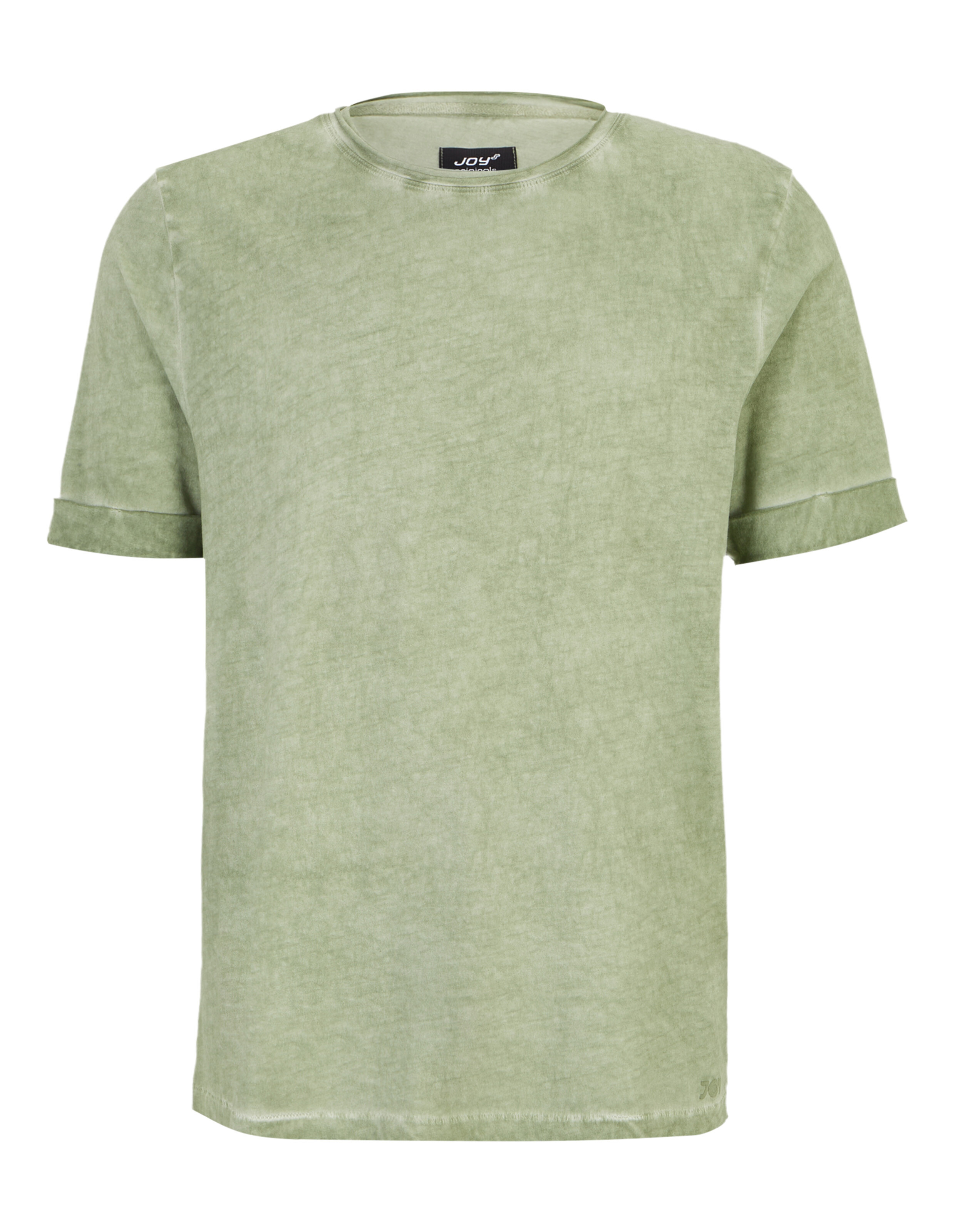 Hellgrünes, lässiges T-Shirt mit aufgerollten Ärmeln, perfekt für entspannte Ausflüge.
