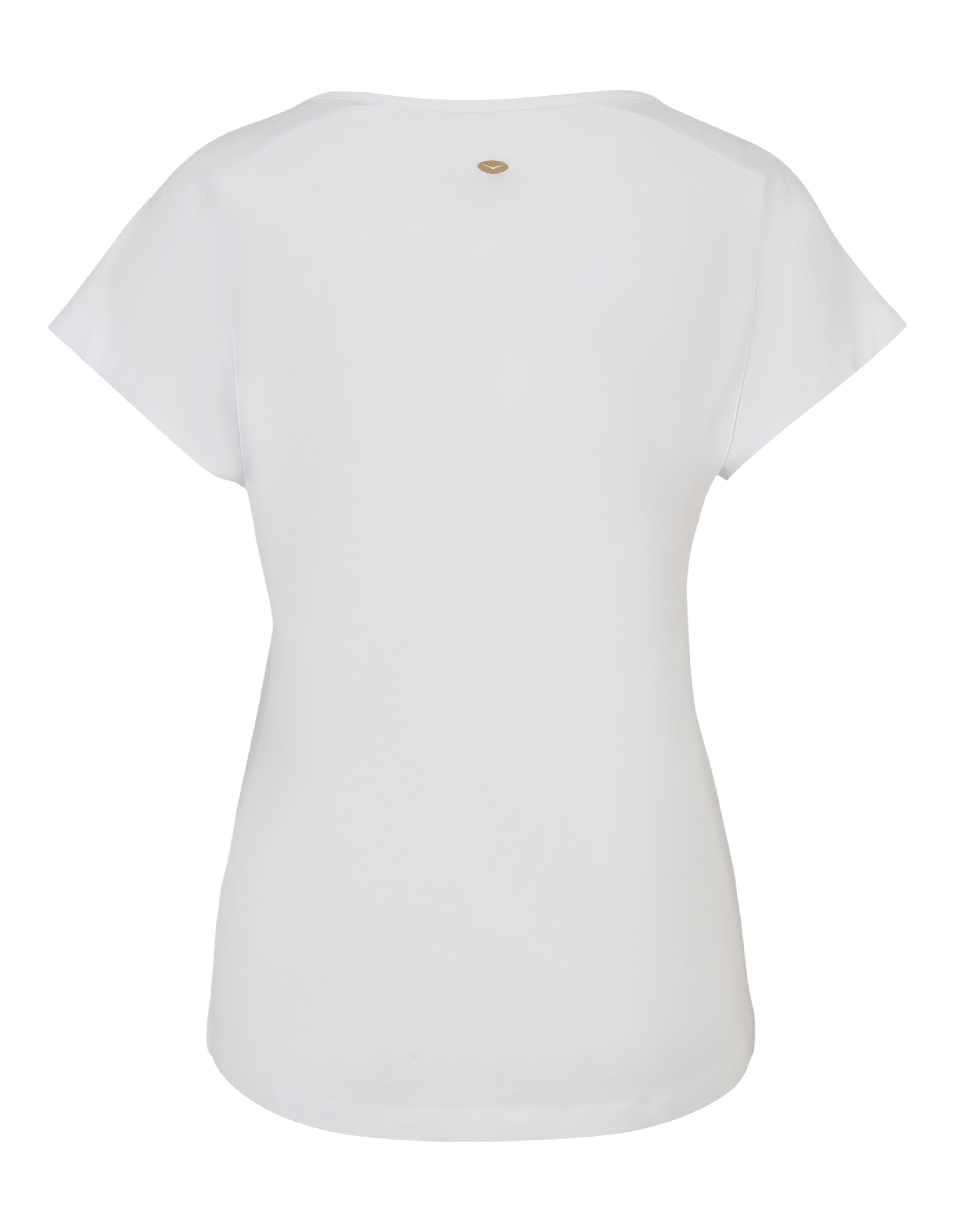 Rückansicht eines weißen, lässigen ELBSAND-T-Shirts mit kurzen Ärmeln und kleinem Logo-Detail.