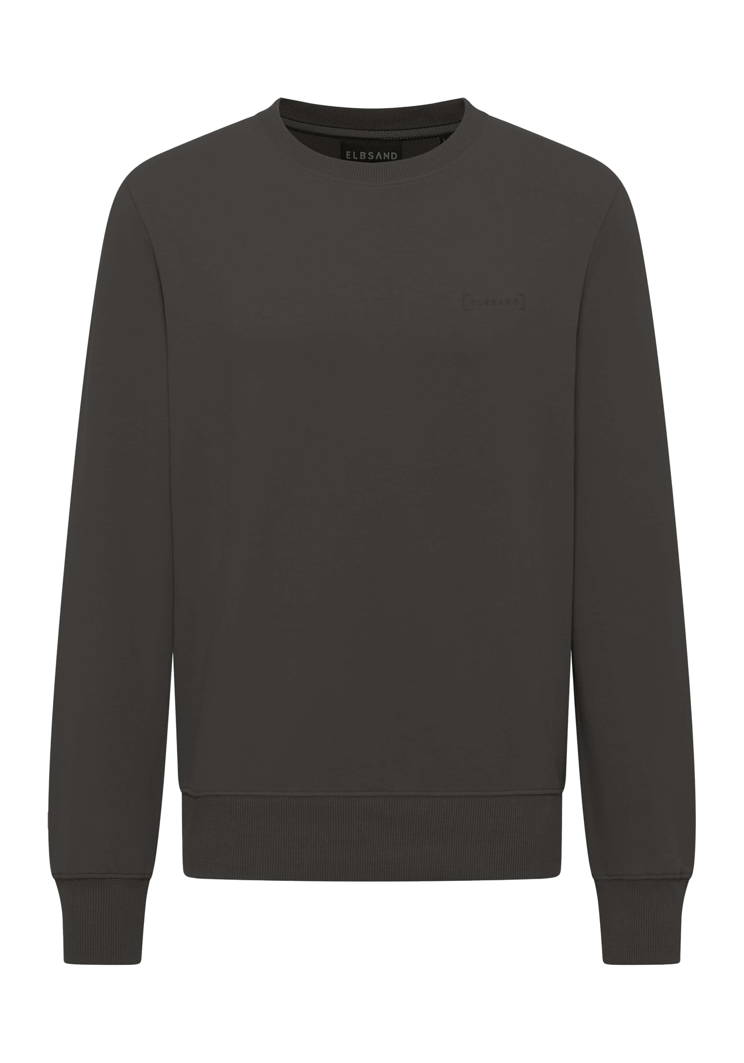Dunkelgraues, lässiges Sweatshirt mit Rundhalsausschnitt und gerippten Bündchen.