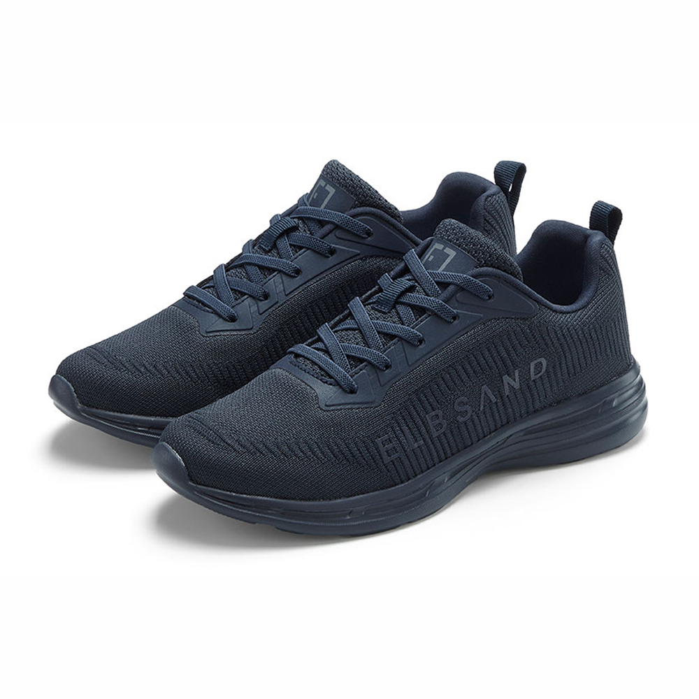Marineblaue Freizeit-Sneaker mit strukturiertem Obermaterial und ELBSAND-Logo.