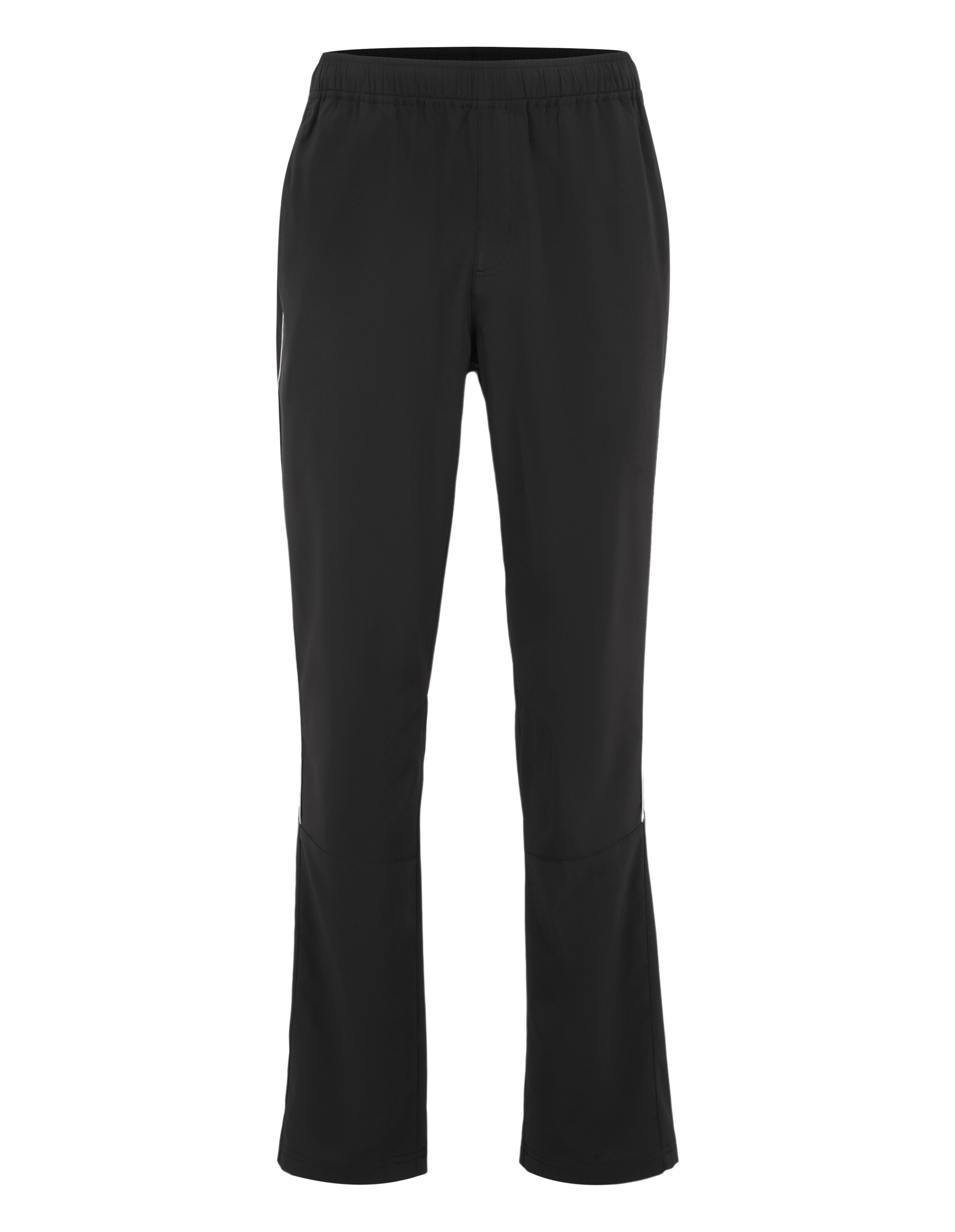 Schwarze, gerade geschnittene Jogginghose mit elastischem Bund, langem Bein und schlichtem Design, ideal für sportliche Aktivitäten.